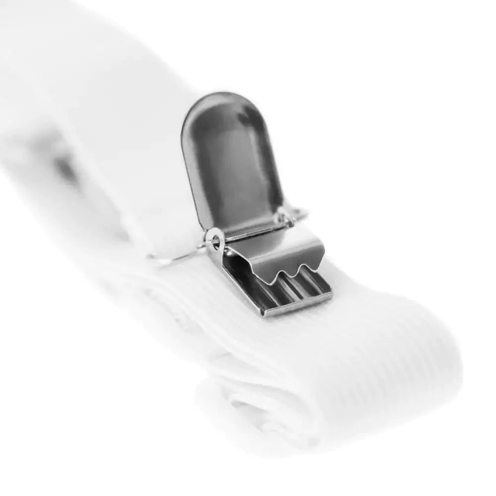 White Elastic Strap with Alligator Clip - Set of 2 pcs. - Mamma Mia Covers LLC White Elastic Strap with Alligator Clip - Set of 2 pcs.