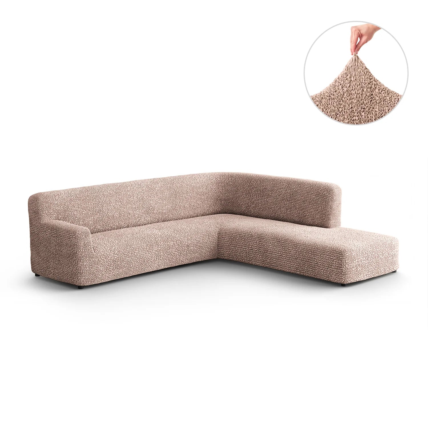 Blush Taupe Fullback Support Sectional Sofa Slipcover (Right Chaise), Microfibra Collection