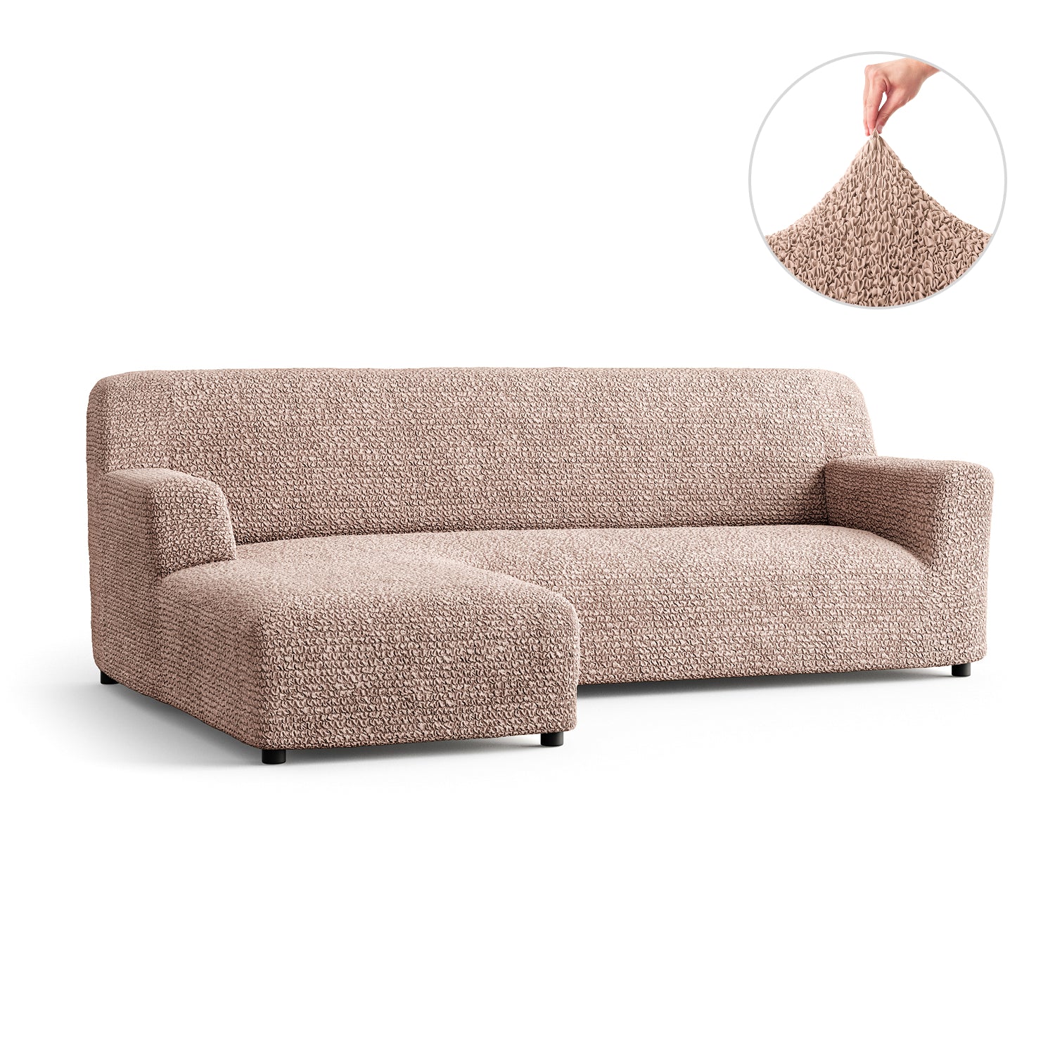 Blush Taupe L-Shaped Sofa Slipcover (Left Chaise), Microfibra Collection