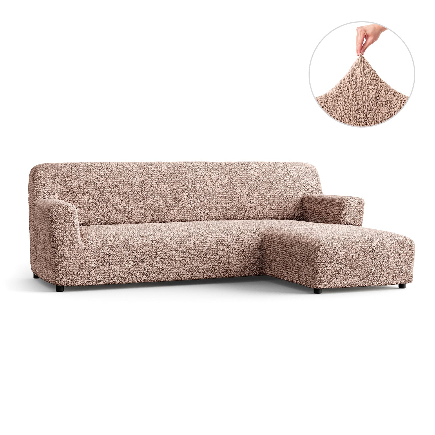 Blush Taupe L-Shaped Sofa Slipcover (Right Chaise), Microfibra Collection