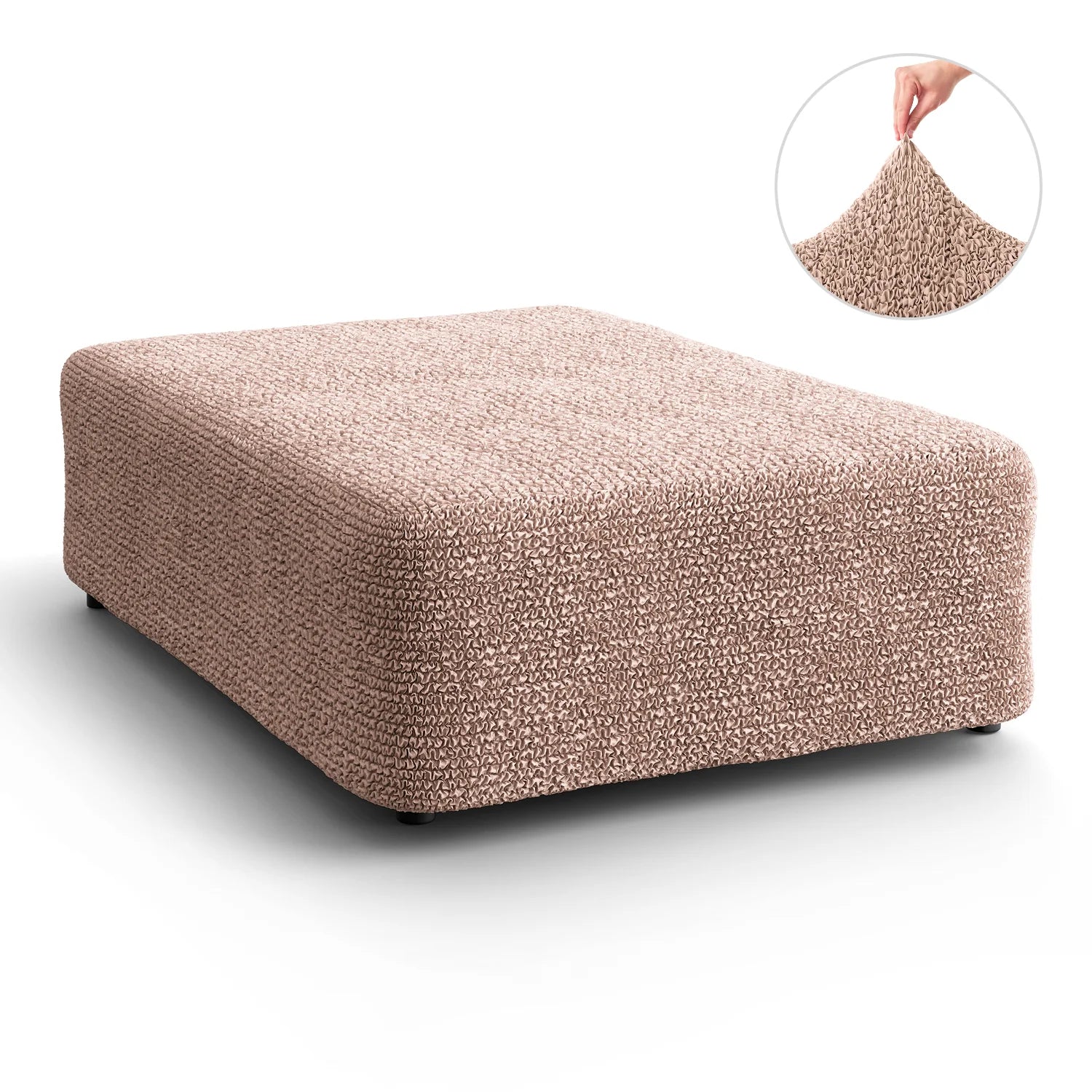 Blush Taupe Ottoman Slipcover (Large), Microfibra Collection
