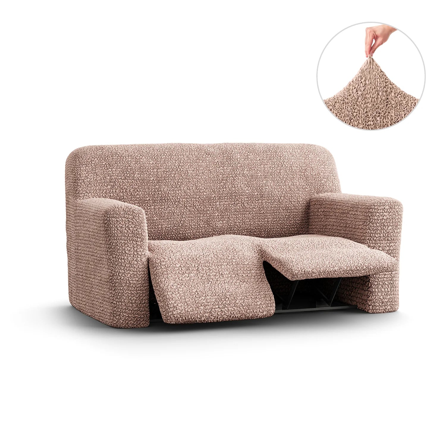 Blush Taupe 2 Seater Recliner Slipcover, Microfibra Collection