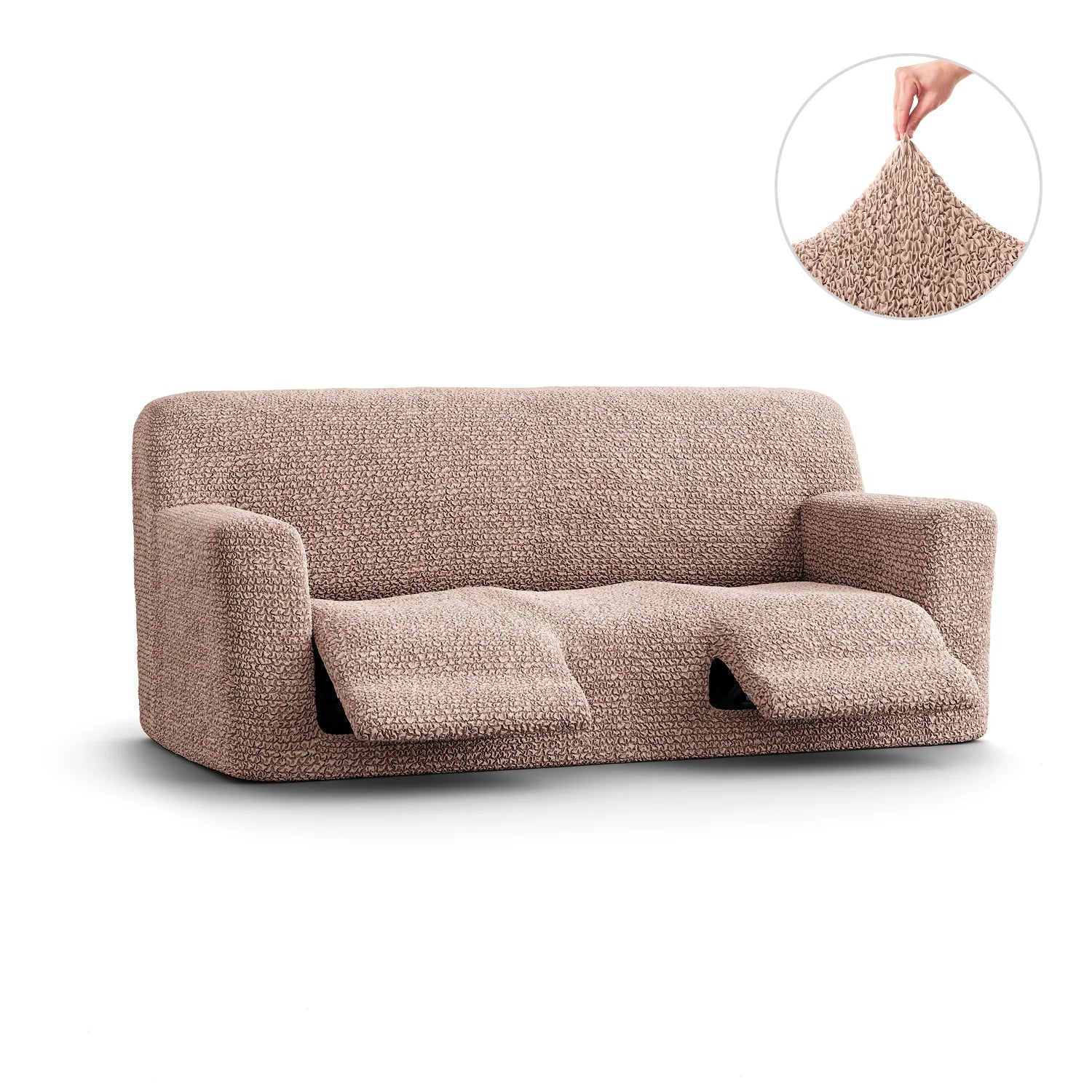 Blush Taupe 3 Seater Recliner Slipcover, Microfibra Collection