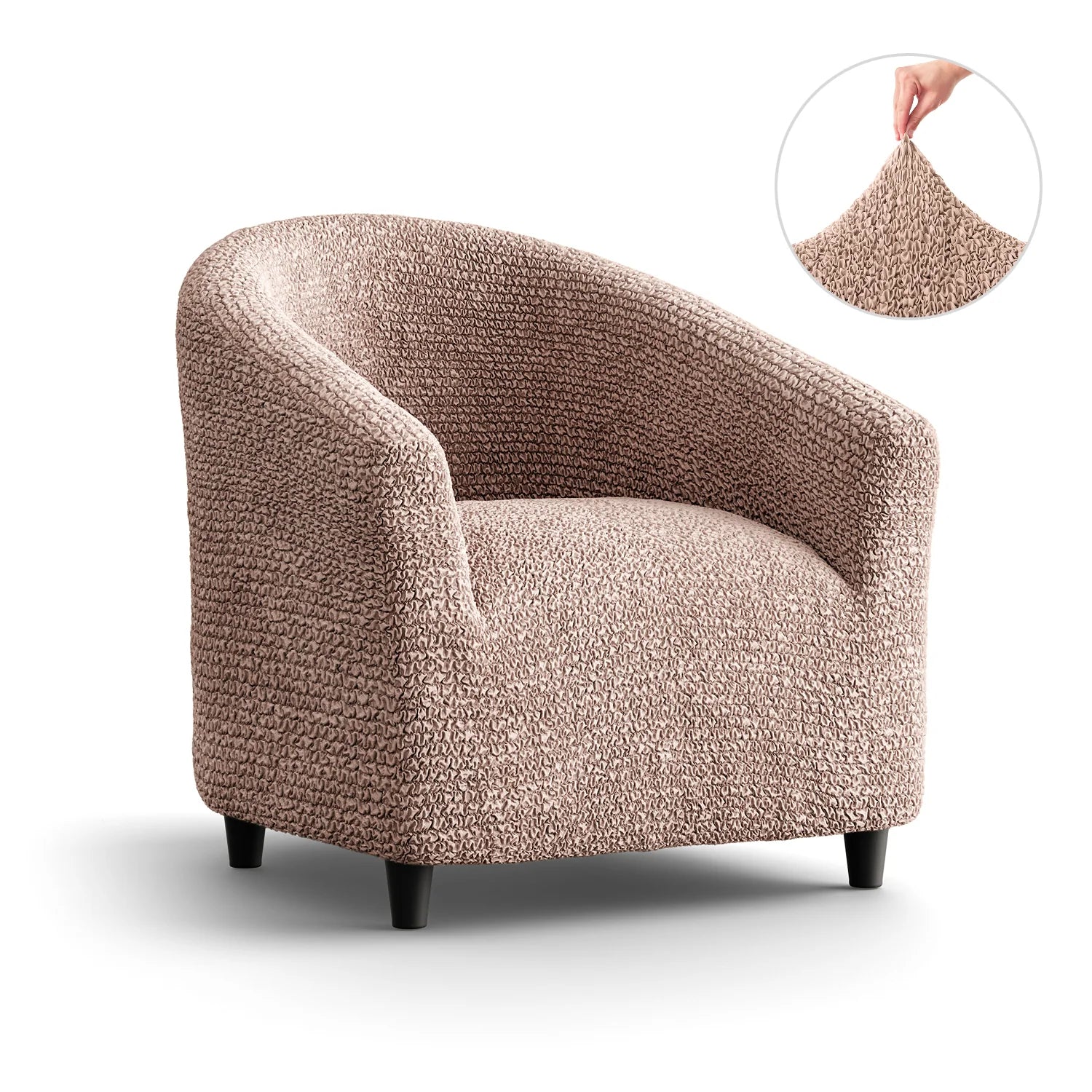 Blush Taupe Barrel Chair Slipcover, Microfibra Collection