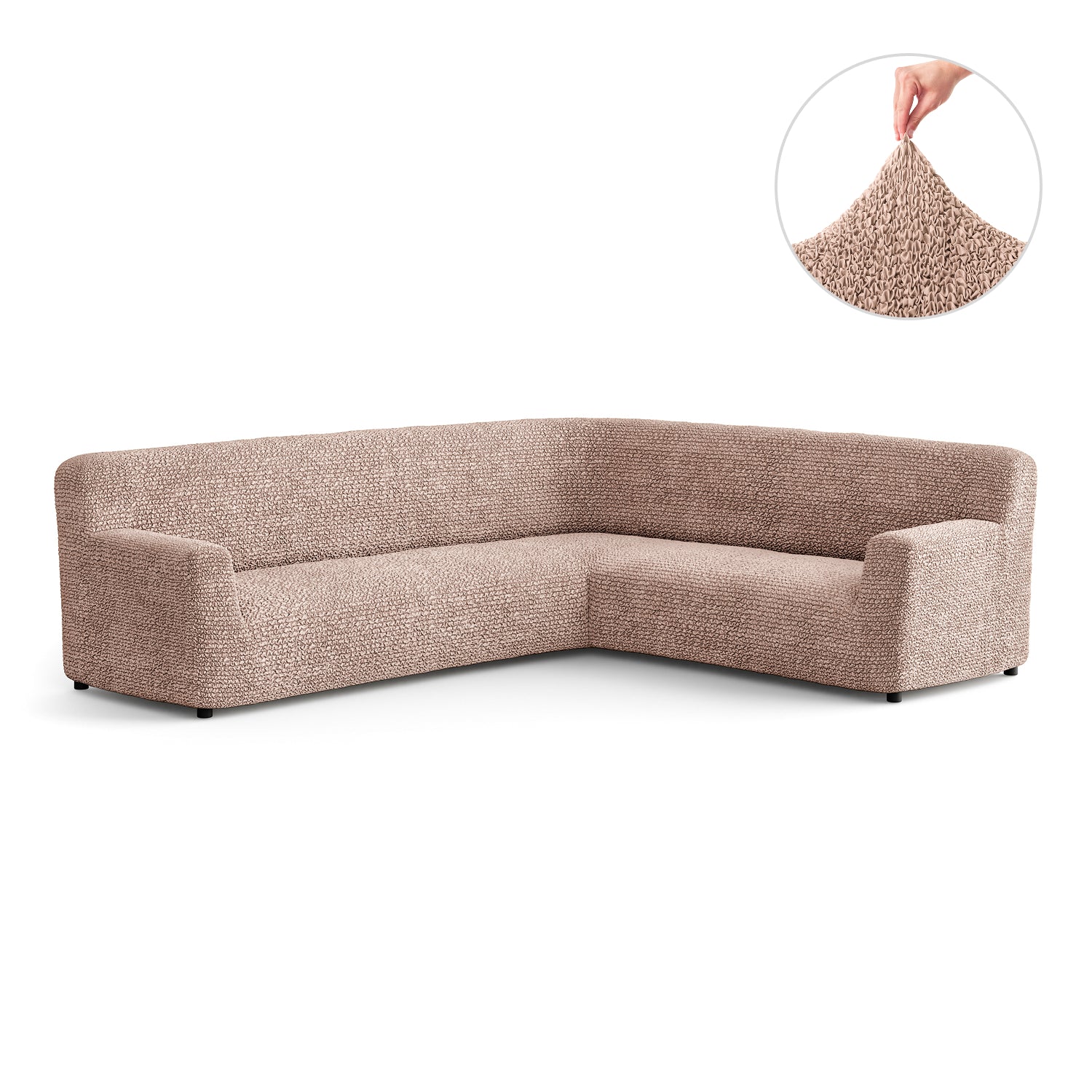 Blush Taupe Corner Sofa Slipcover, Microfibra Collection