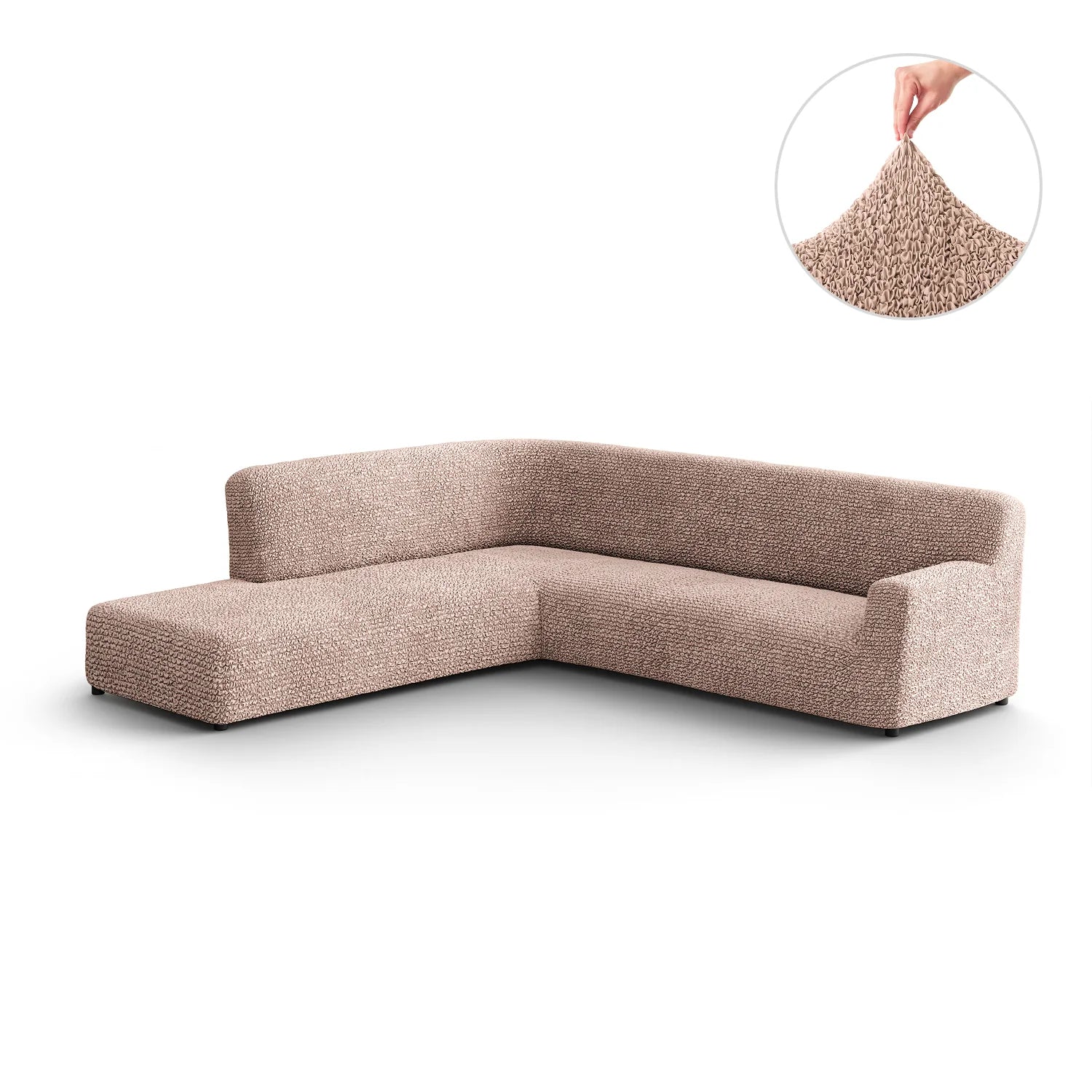Blush Taupe Fullback Support Sectional Sofa Slipcover (Left Chaise), Microfibra Collection