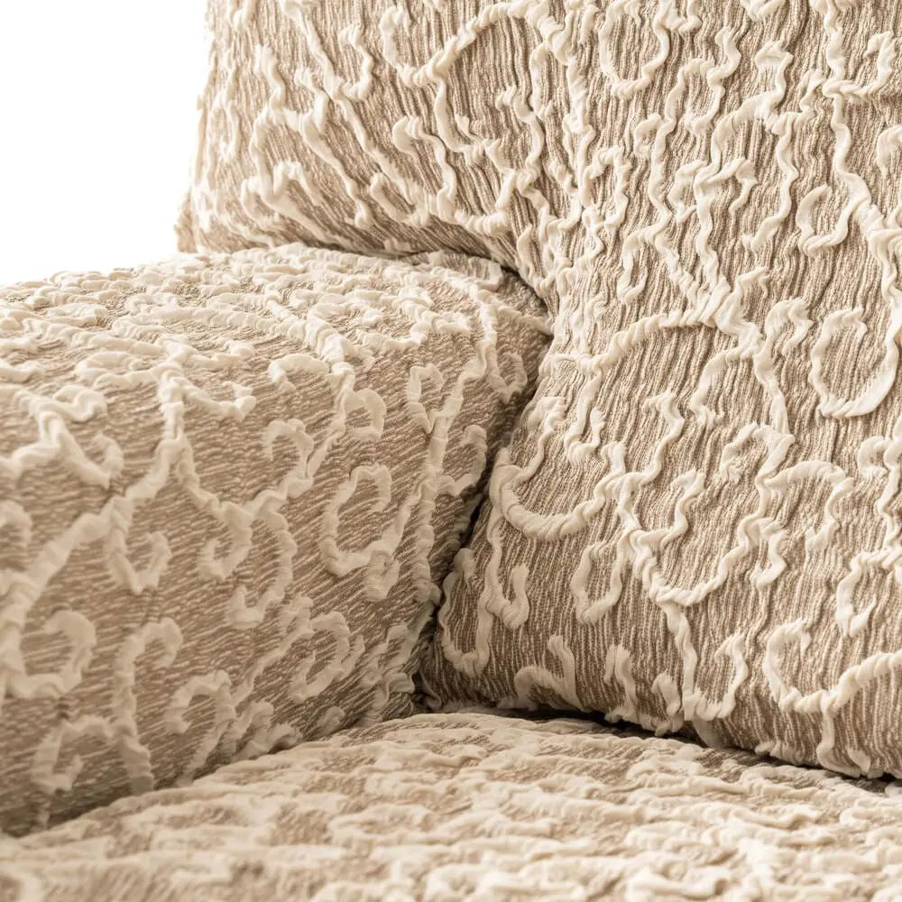 Beige Arabesco Armchair Slipcover, Jacquard 3D Collection
