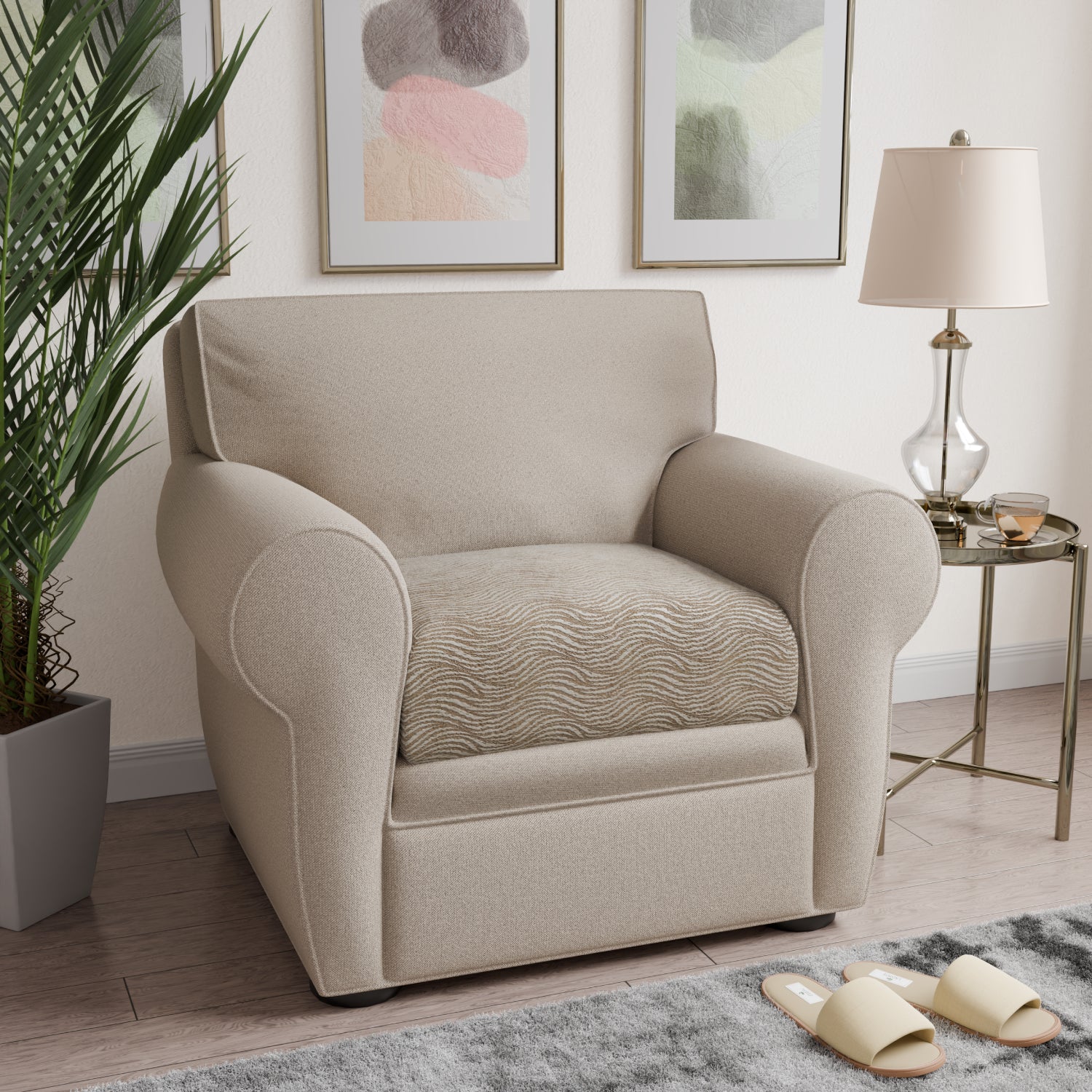 Beige Vento Seat Cushion Cover, Jacquard 3D Collection