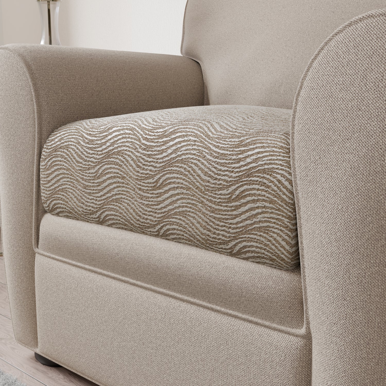 Beige Vento Seat Cushion Cover, Jacquard 3D Collection