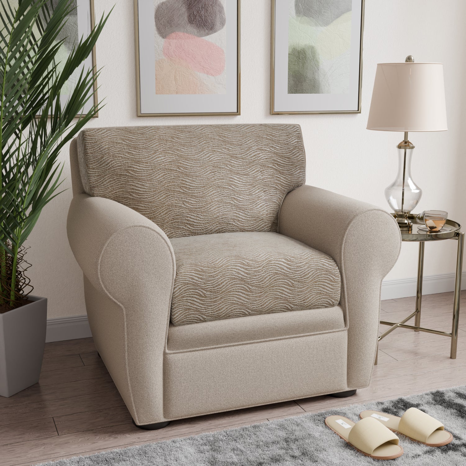 Beige Vento Seat Cushion Cover, Jacquard 3D Collection