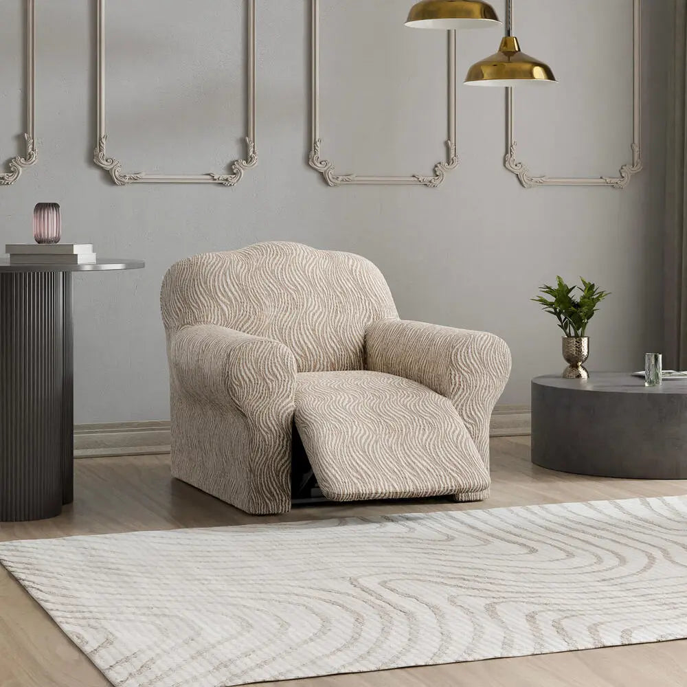 Beige Vento Recliner Slipcover, Jacquard 3D Collection