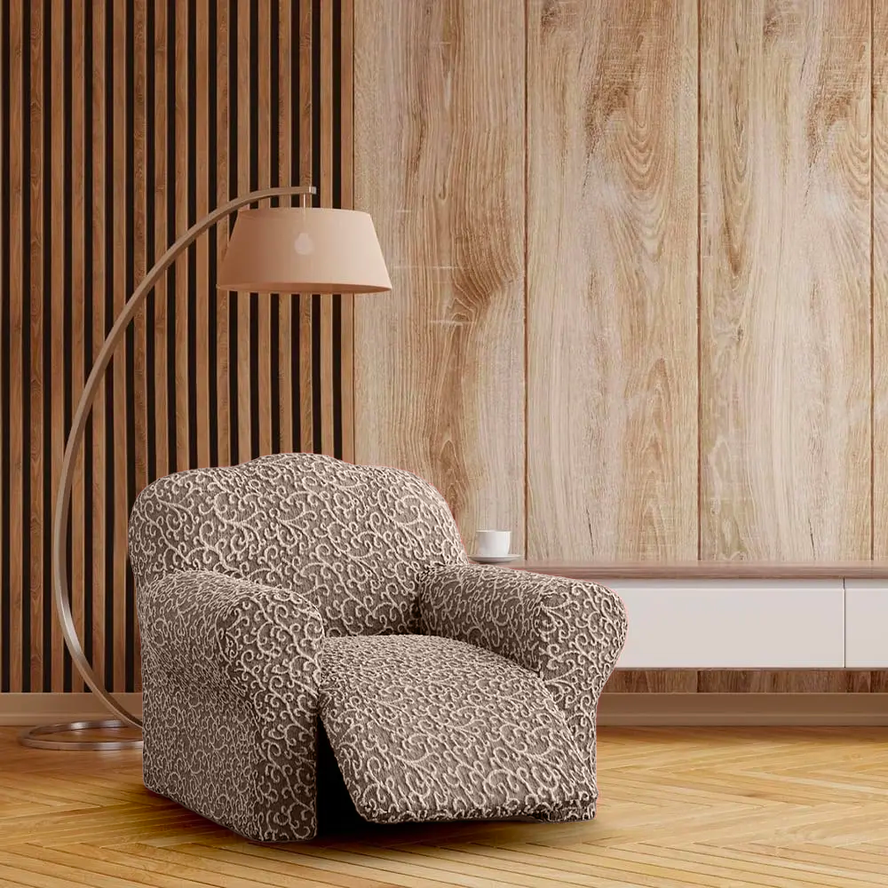 Brown Arabesco Recliner Slipcover, Jacquard 3D Collection