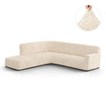 Cream Fullback Support Sectional Sofa Slipcover (Left Chaise), Microfibra Collection