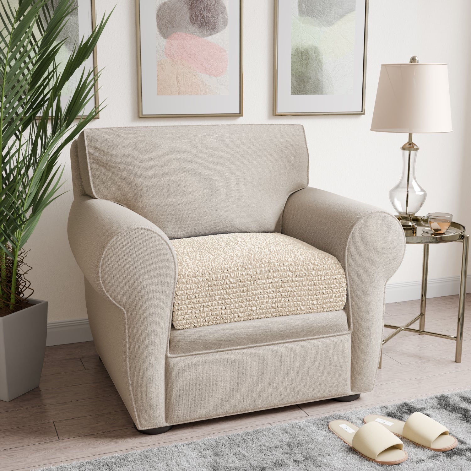 Cream Seat Cushion Cover, Microfibra Collection