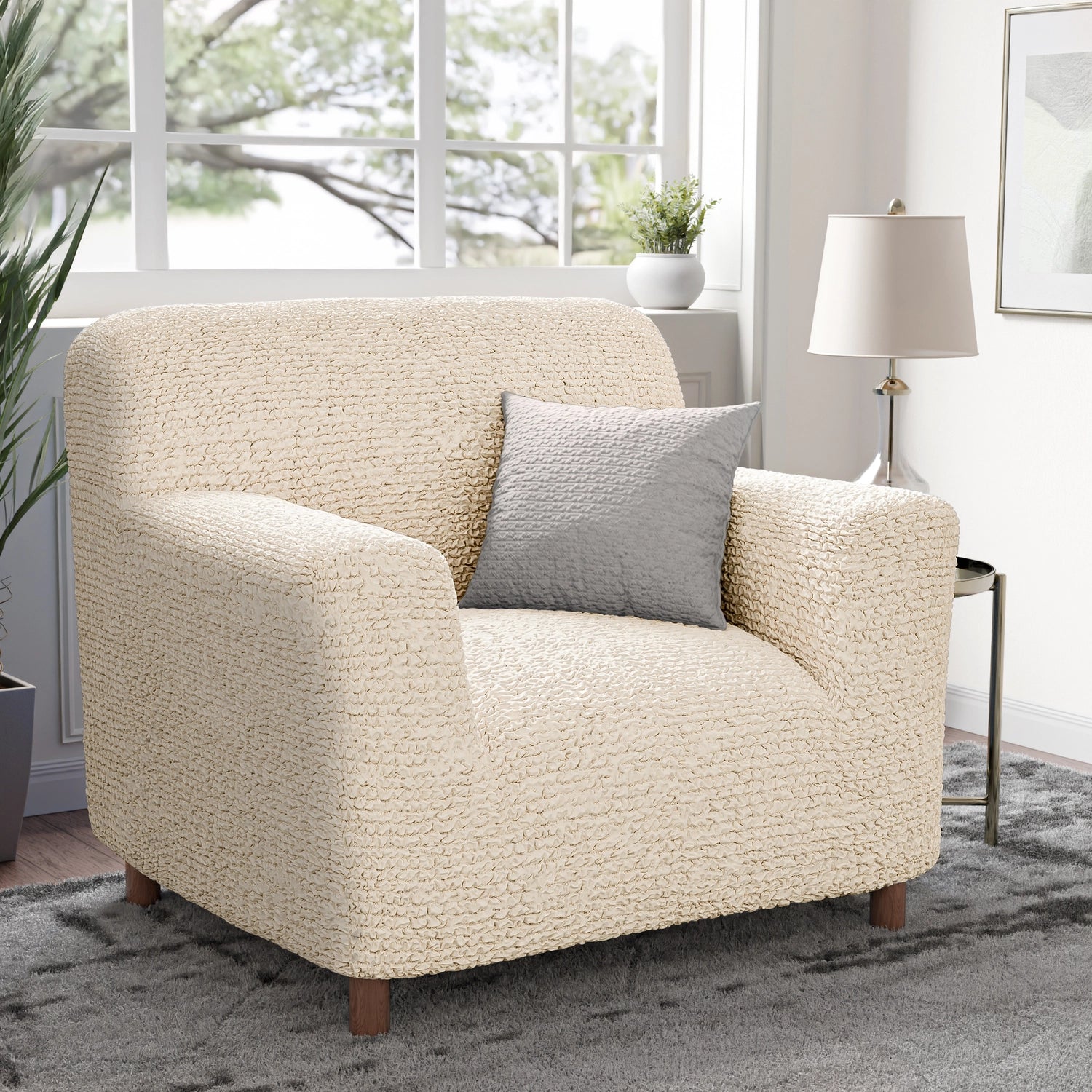 Cream Armchair Slipcover, Microfibra Collection