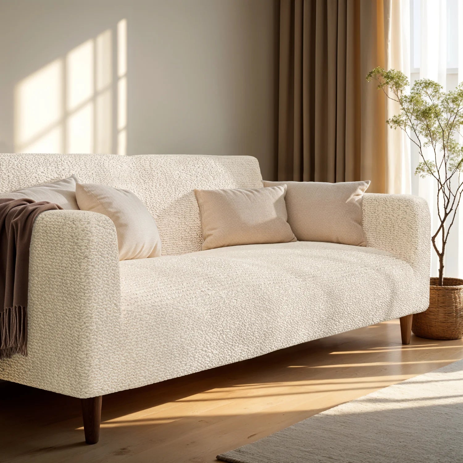 Cream Loveseat 2 Seater Slipcover, Microfibra Collection