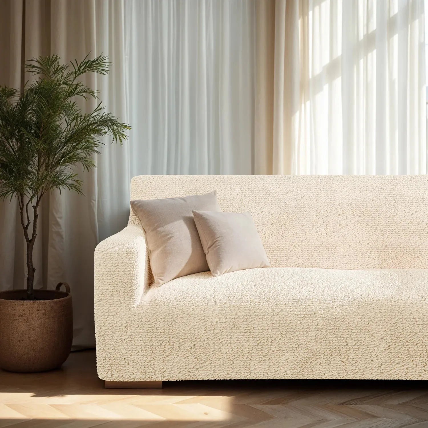 Cream Sofa 4 Seater Slipcover, Microfibra Collection