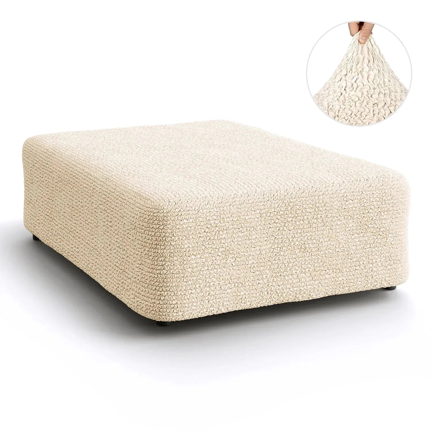 Cream Ottoman Slipcover (Large), Microfibra Collection