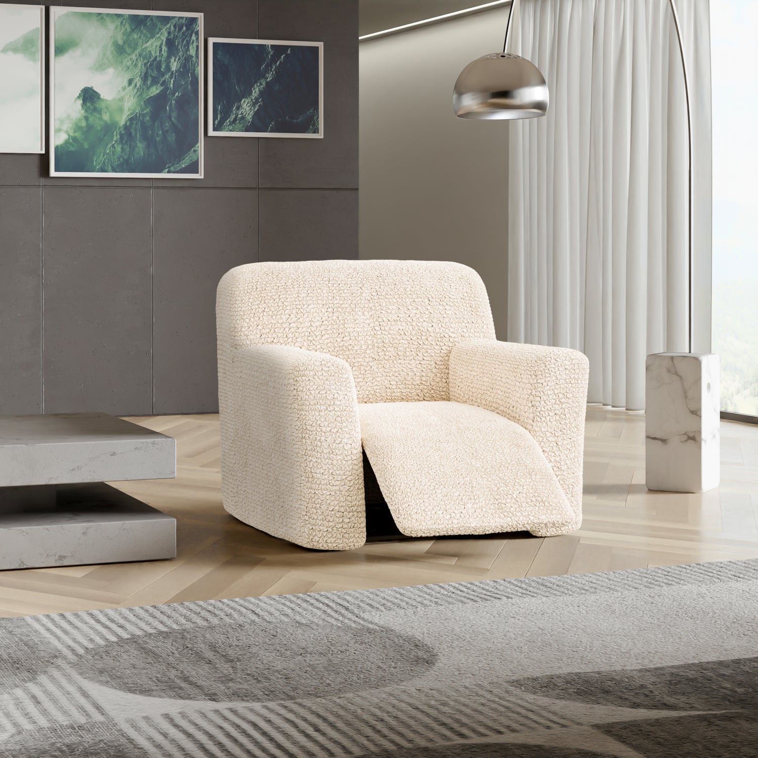Cream Recliner Slipcover, Microfibra Collection