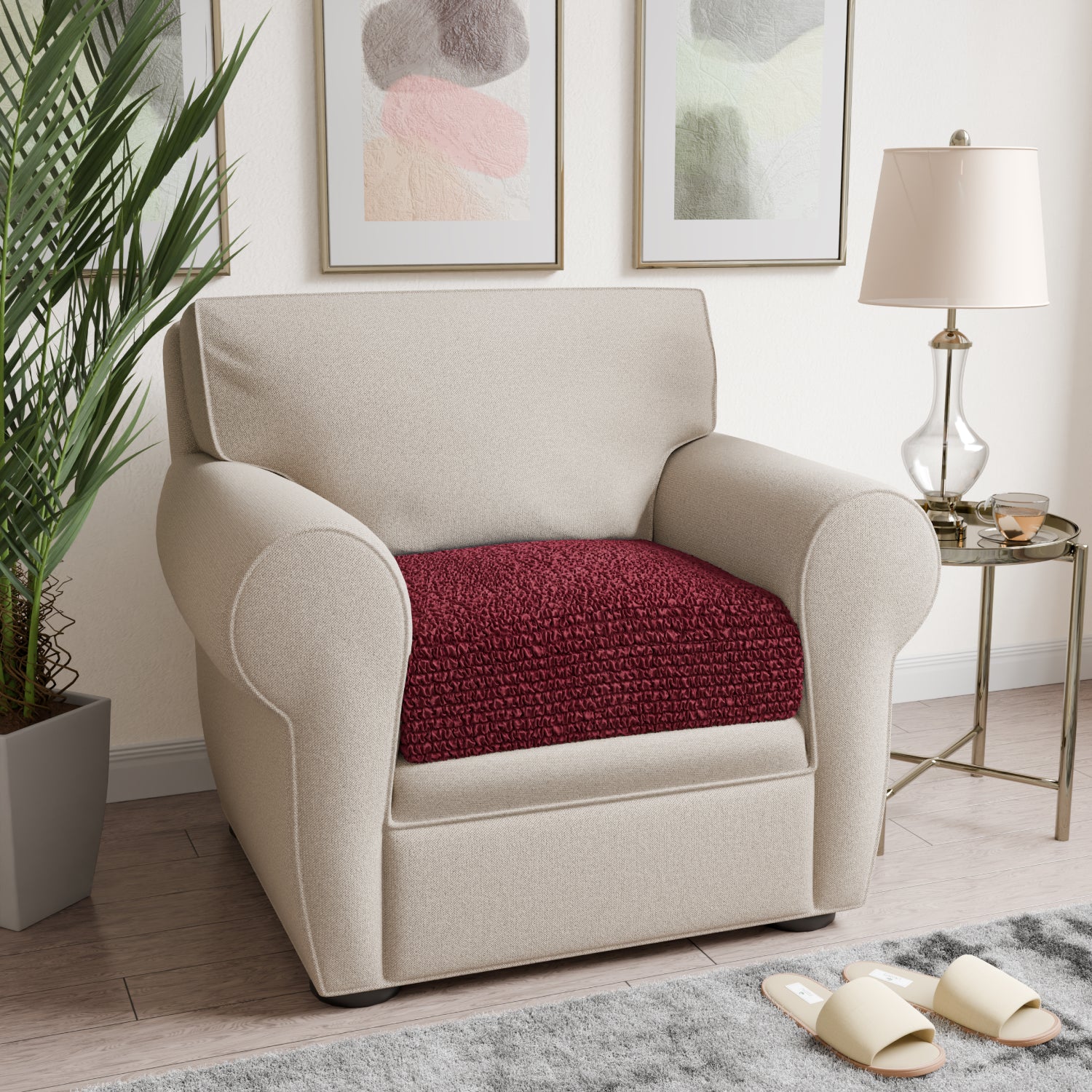 Burgundy Seat Cushion Cover, Microfibra Collection