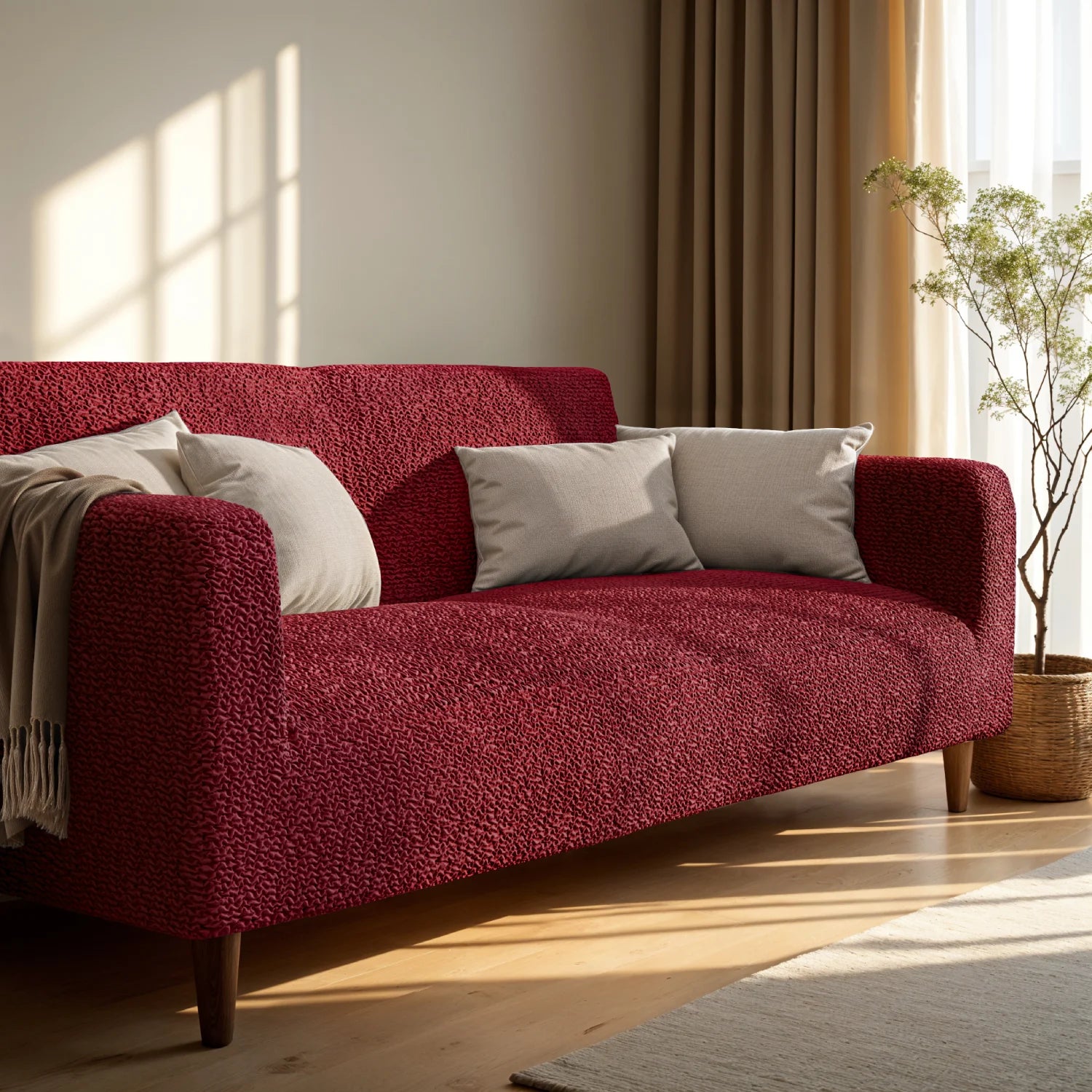 Burgundy Loveseat 2 Seater Slipcover, Microfibra Collection