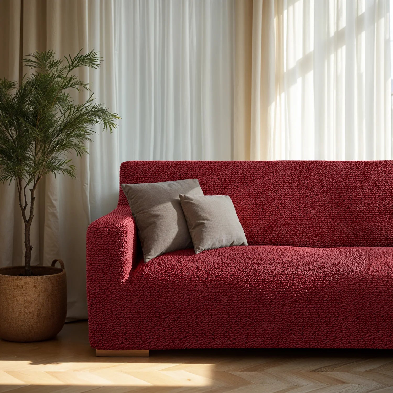 Burgundy Loveseat 2 Seater Slipcover, Microfibra Collection