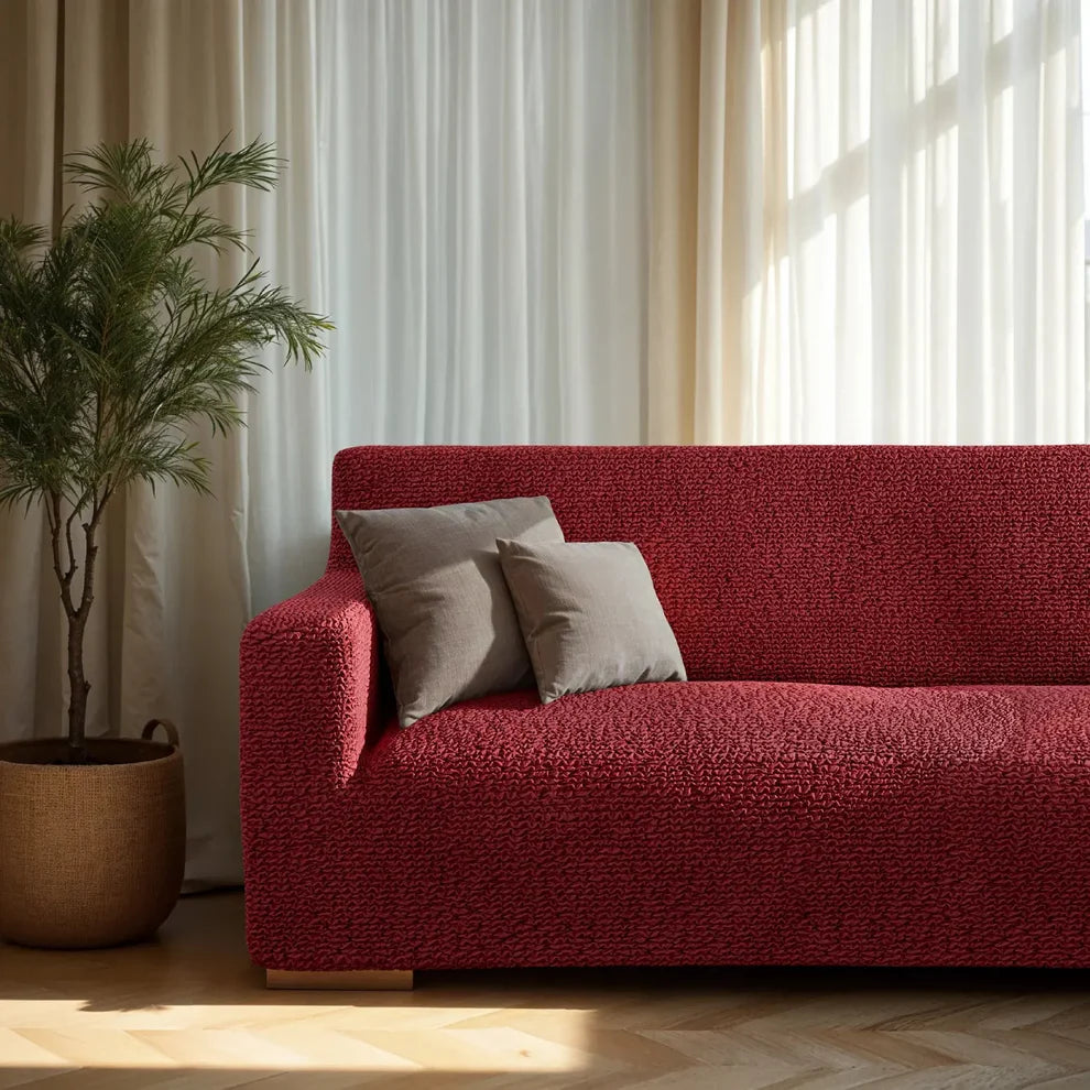Burgundy Sofa 4 Seater Slipcover, Microfibra Collection