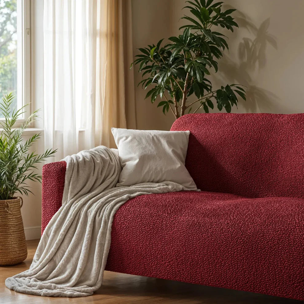 Burgundy Sofa 4 Seater Slipcover, Microfibra Collection