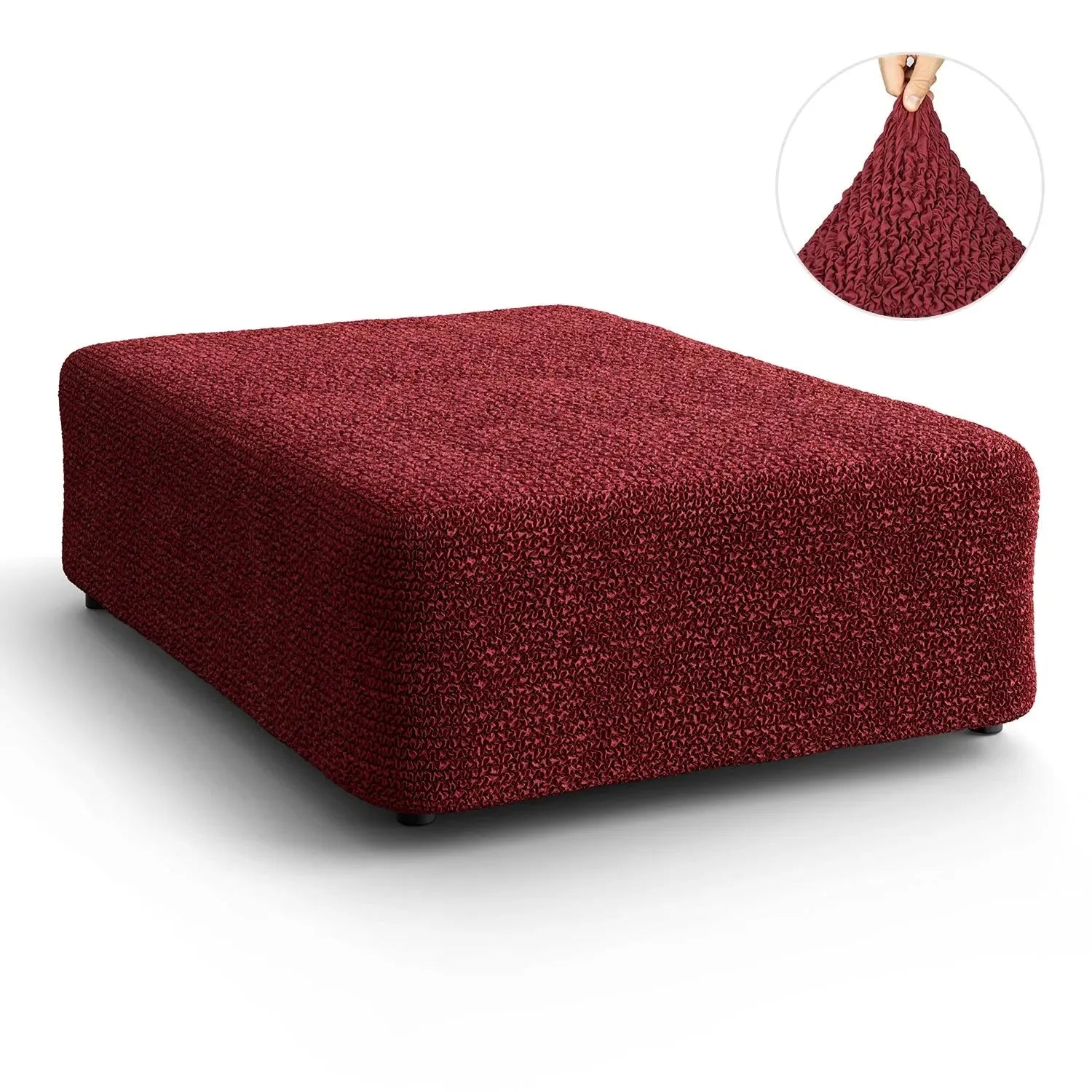 Burgundy Ottoman Slipcover (Large), Microfibra Collection