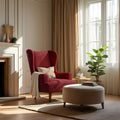 Burgundy Wingback Chair Slipcover, Microfibra Collection