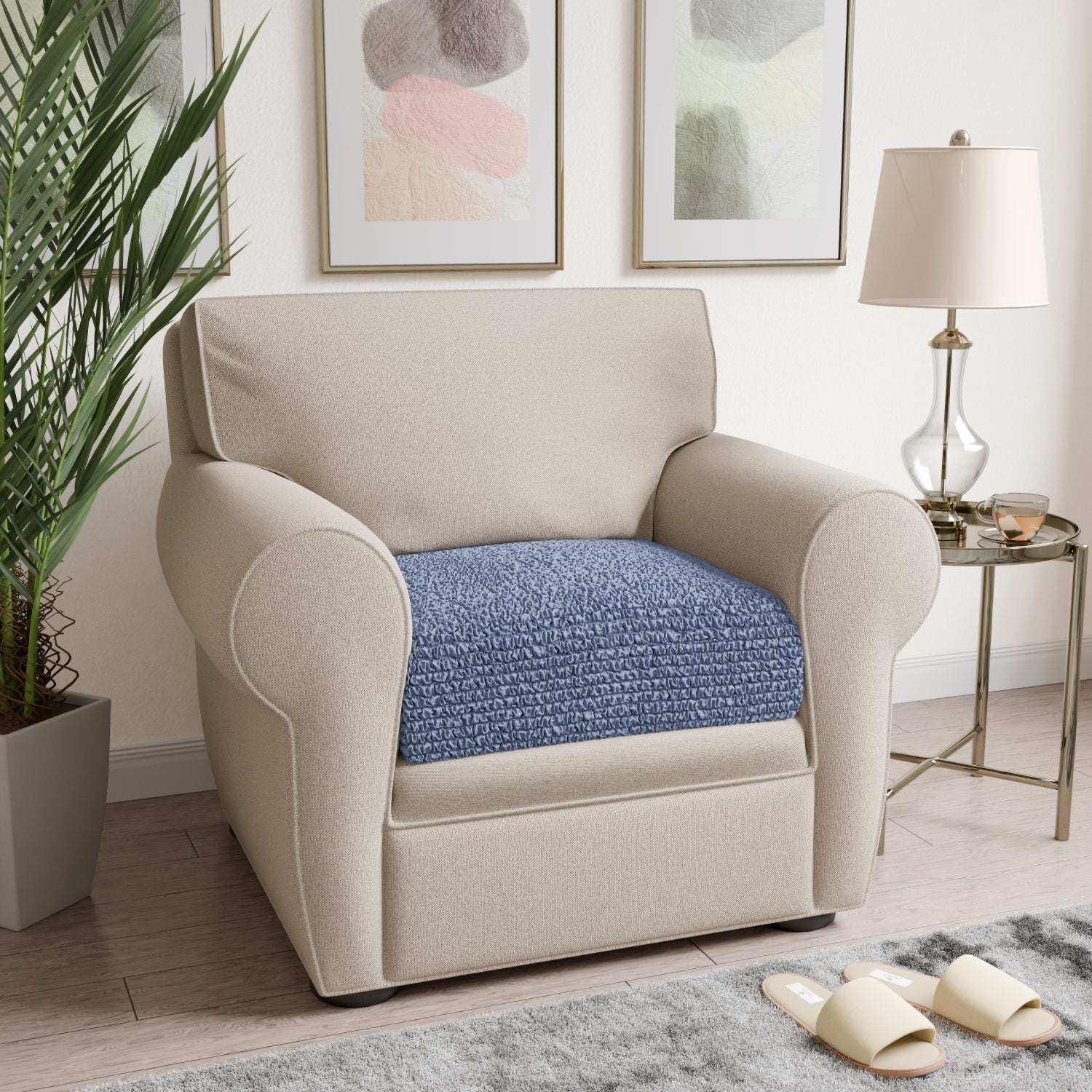 Blue Seat Cushion Cover, Microfibra Collection