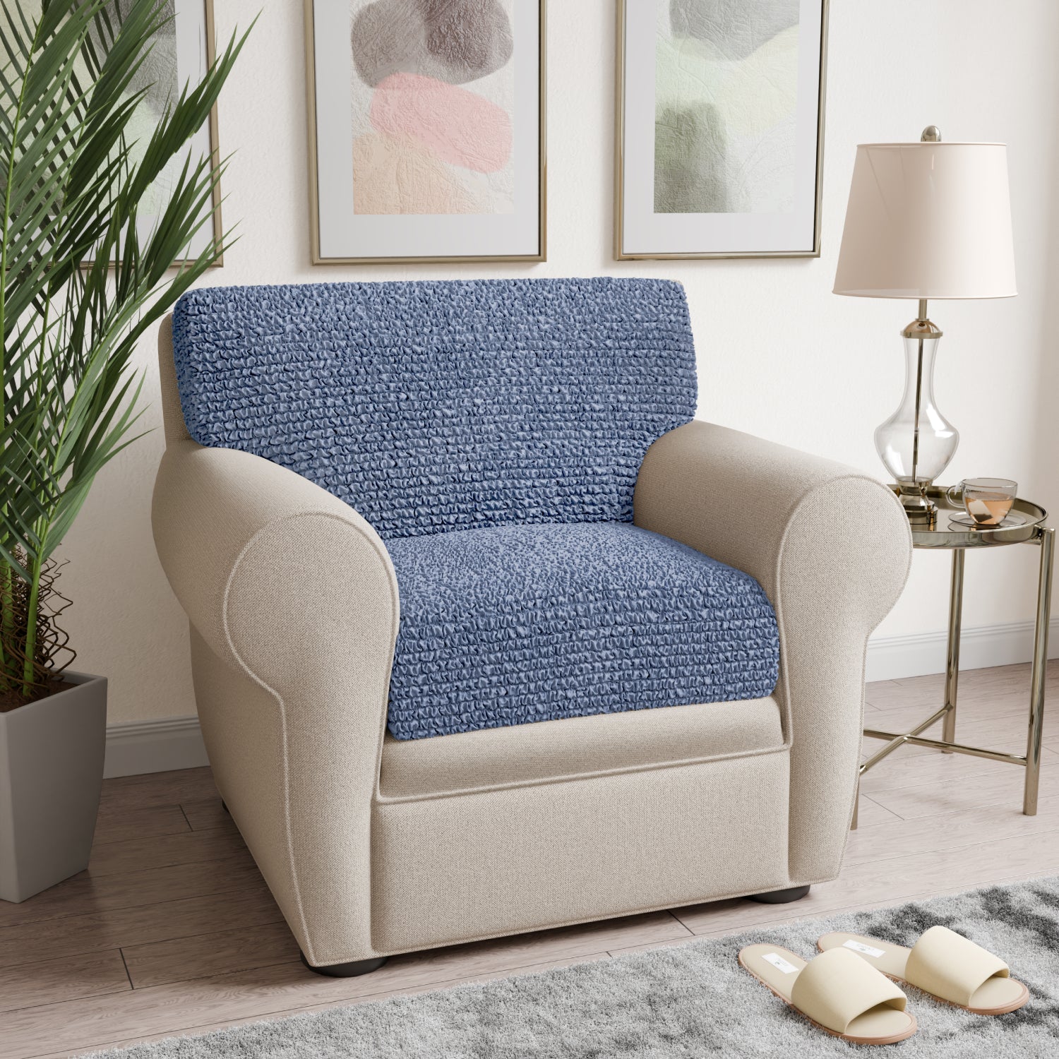 Blue Seat Cushion Cover, Microfibra Collection