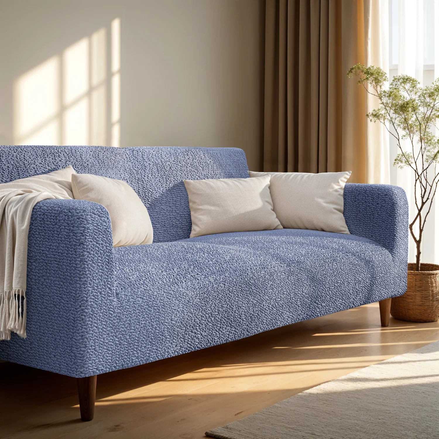 Blue Loveseat 2 Seater Slipcover, Microfibra Collection