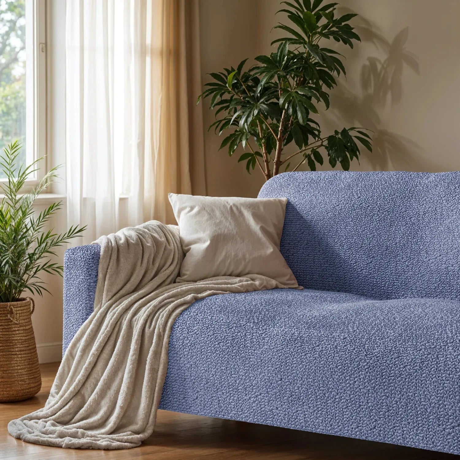 Blue Sofa 4 Seater Slipcover, Microfibra Collection