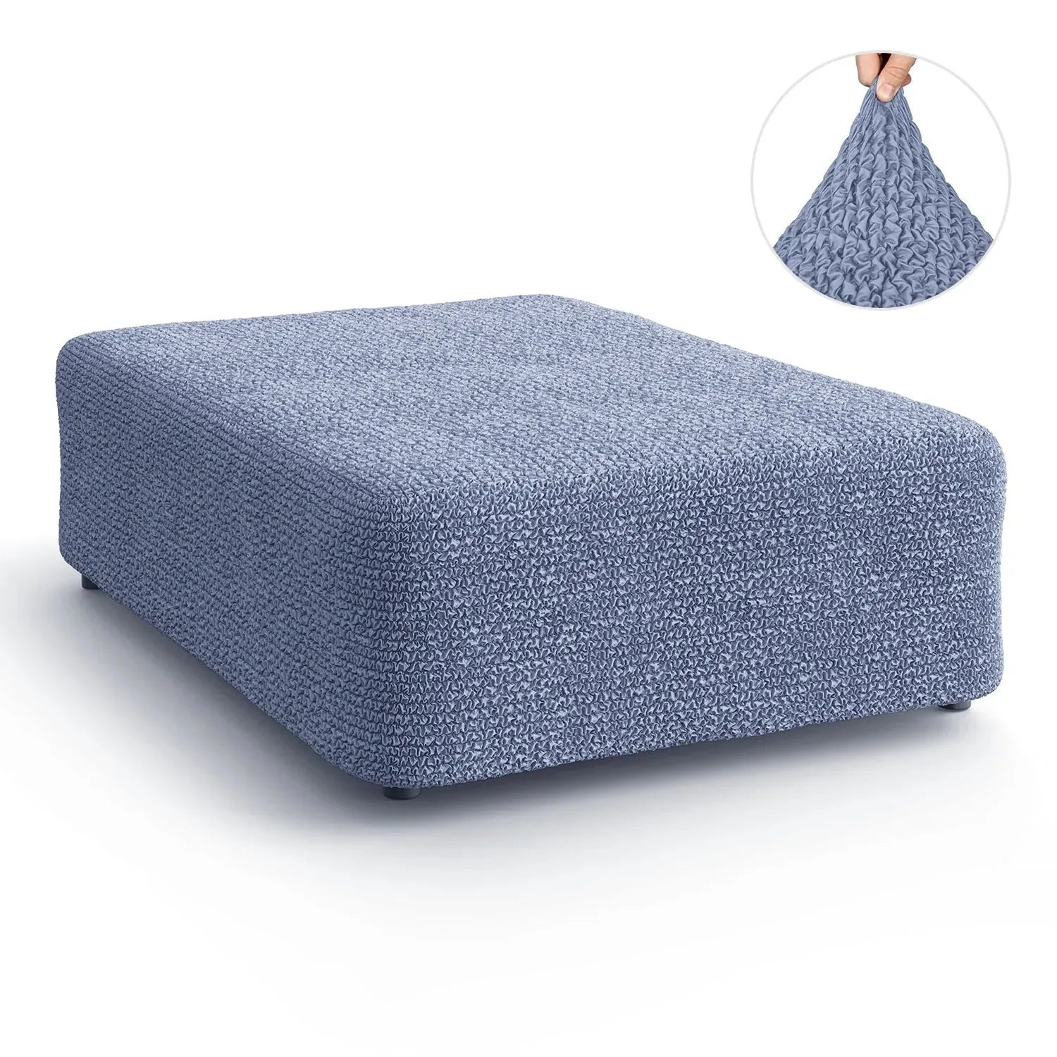 Blue Ottoman Slipcover (Large), Microfibra Collection
