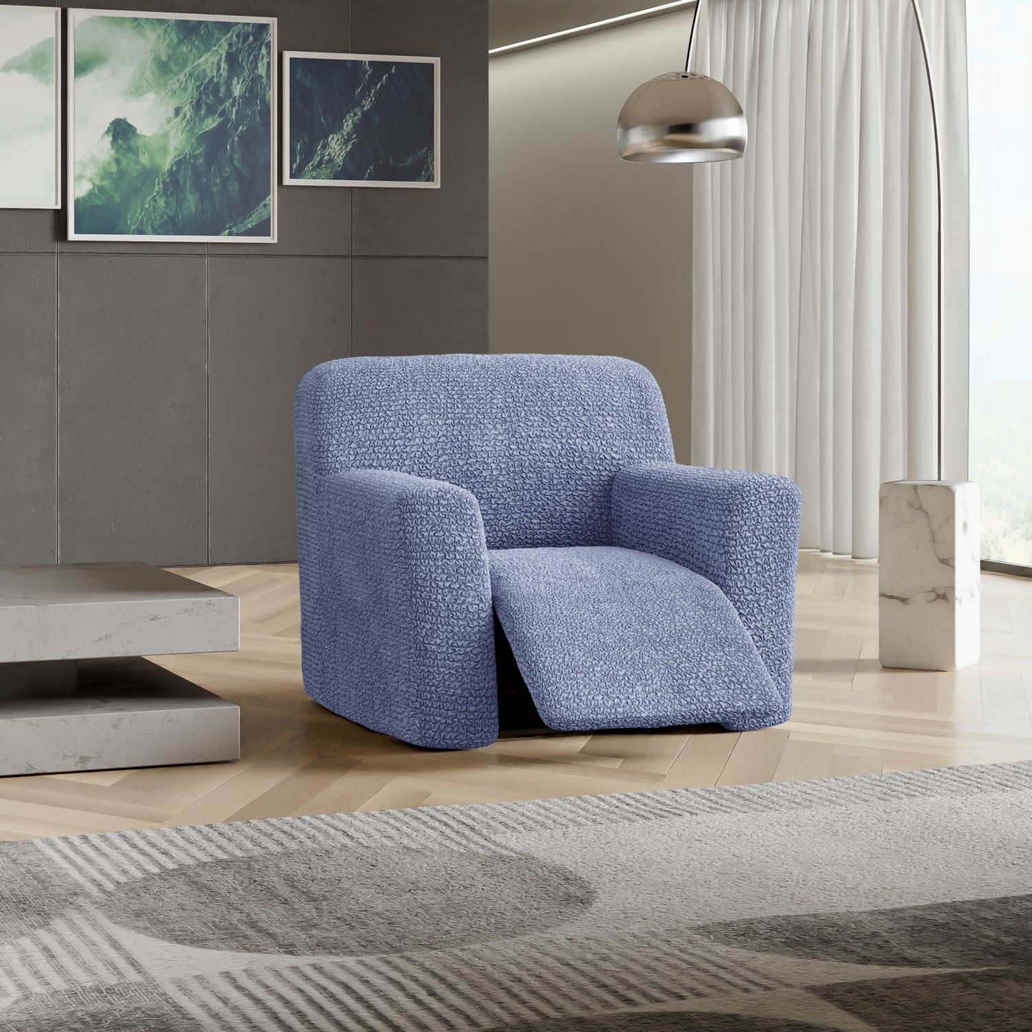 Blue Recliner Slipcover, Microfibra Collection