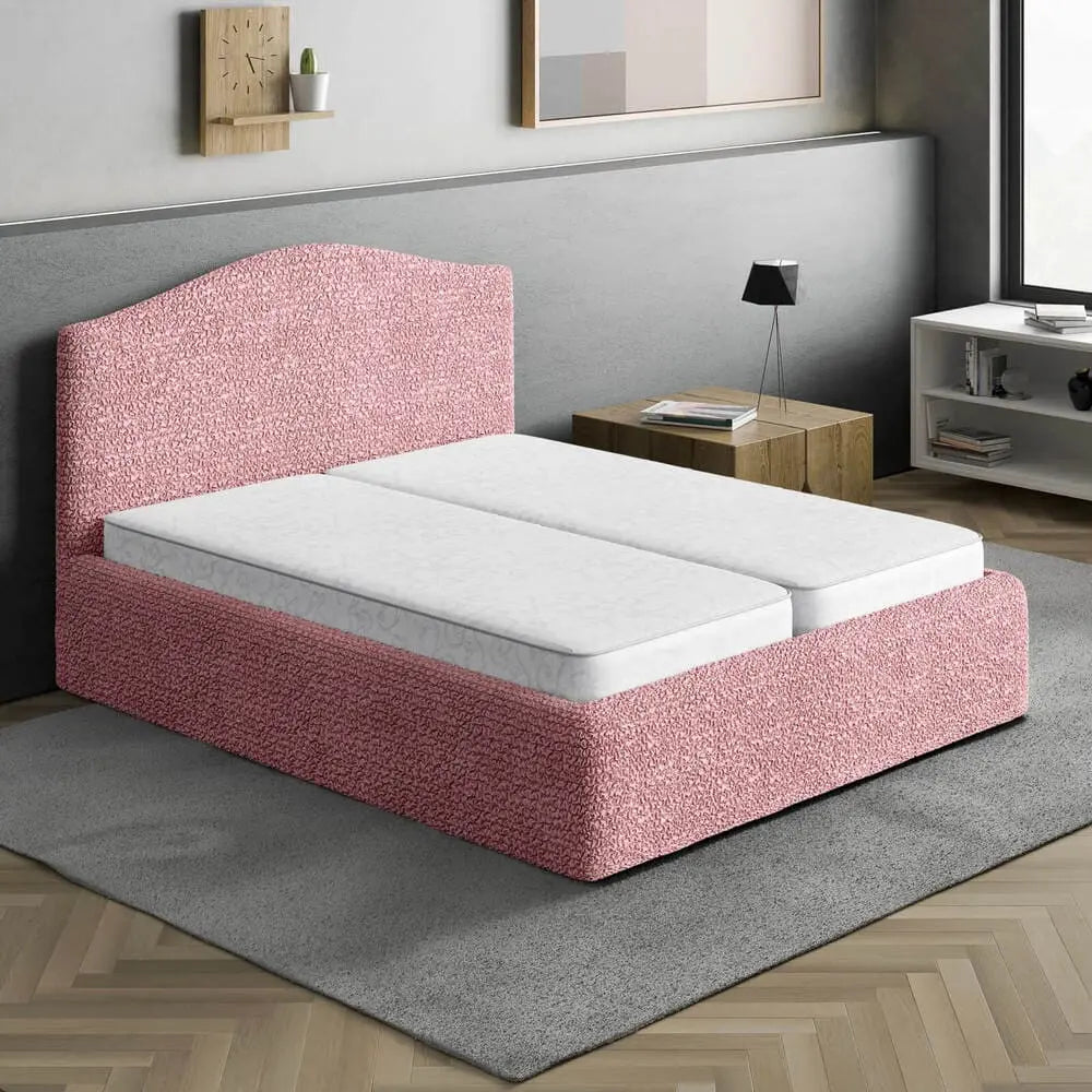 Coral Pink Bed Headboard & Frame Slipcover (Full/Queen), Microfibra Collection