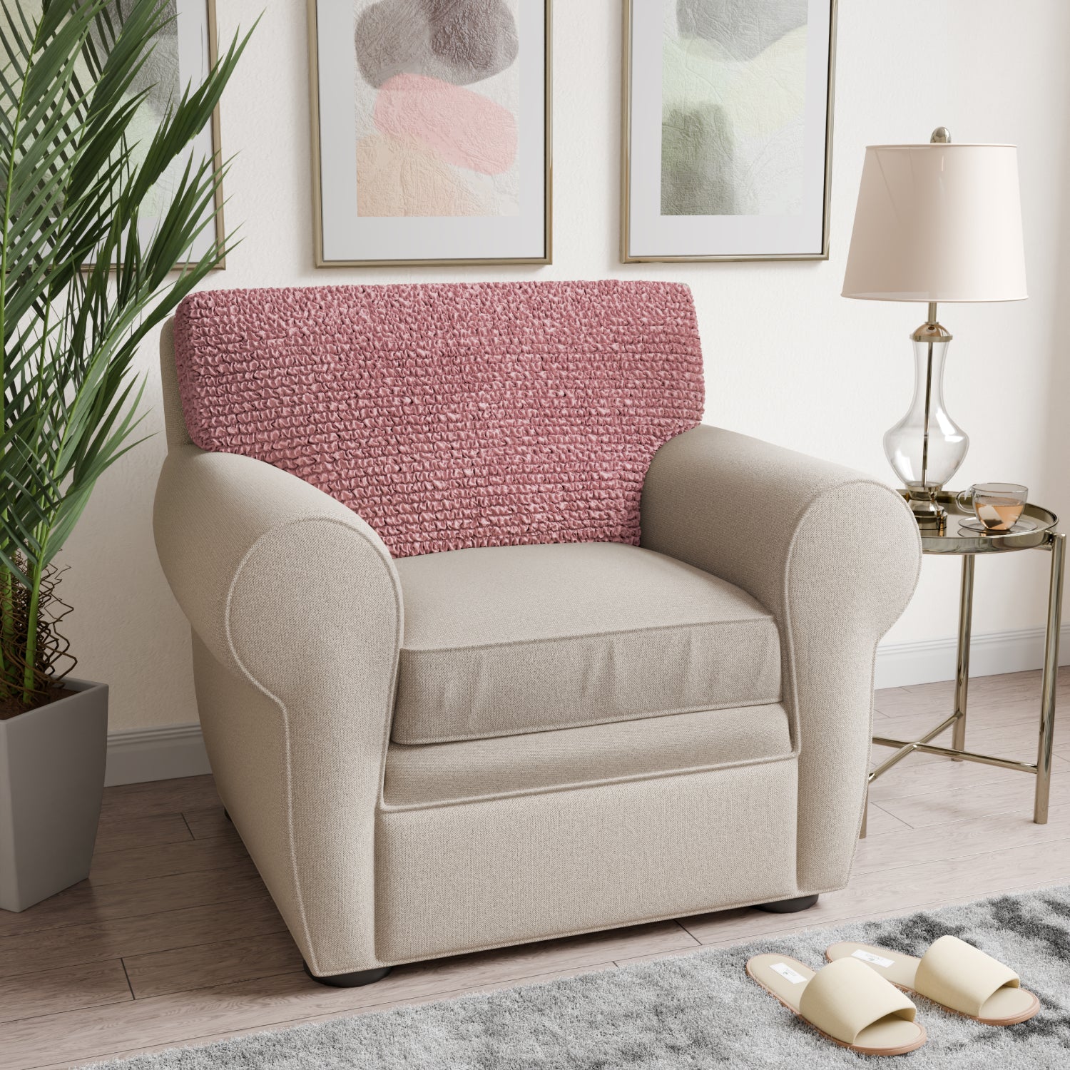 Coral Pink Seat Cushion Cover, Microfibra Collection