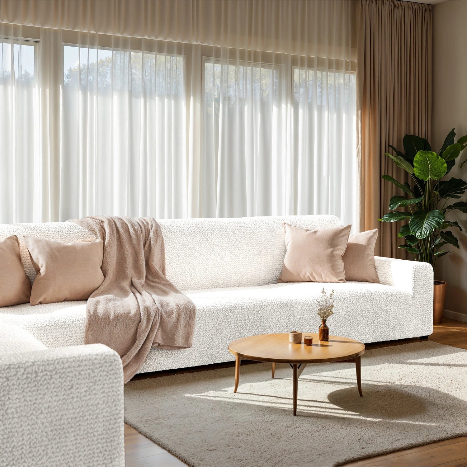 Crisp White Corner Sofa Slipcover, Microfibra Collection