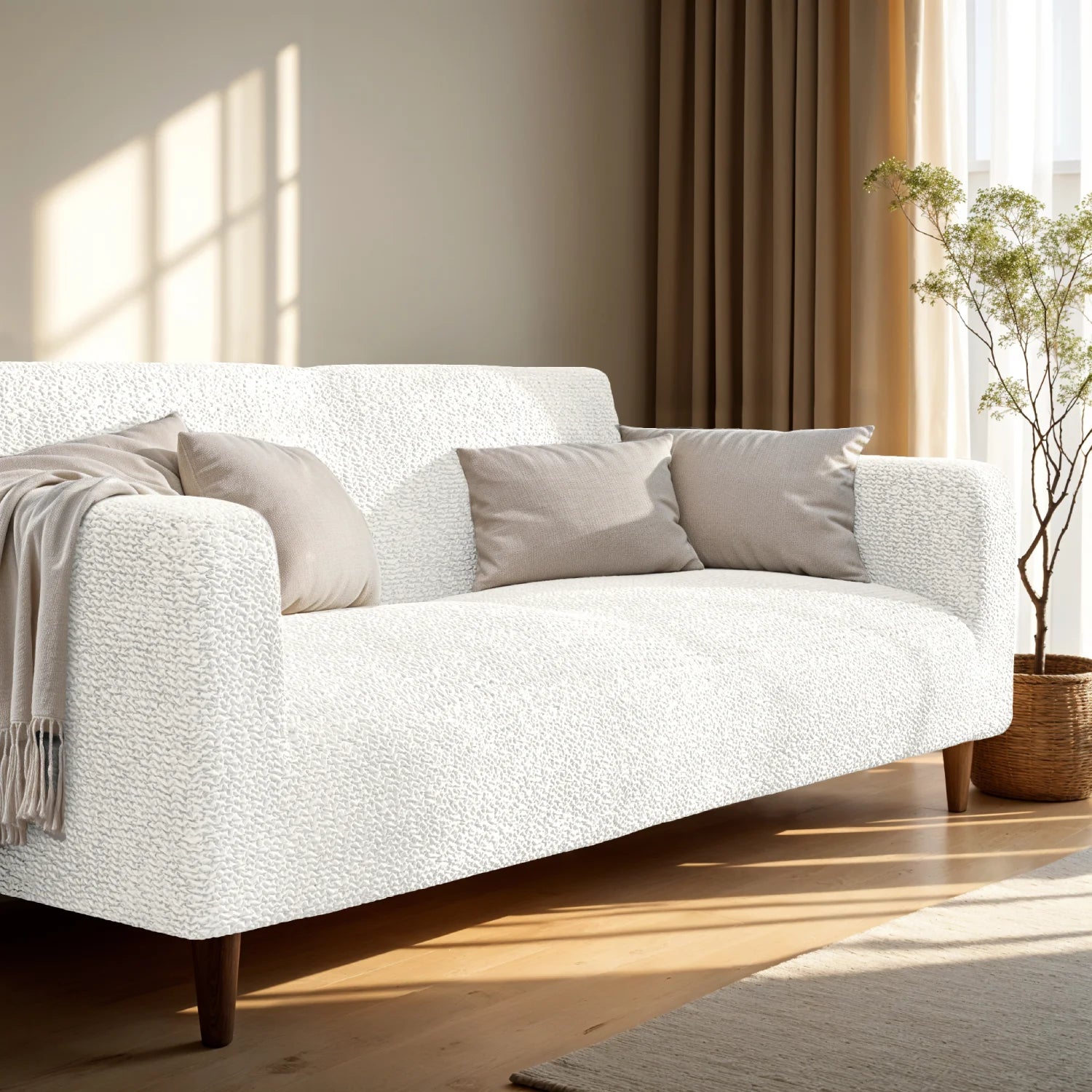 Crisp White Loveseat 2 Seater Slipcover, Microfibra Collection