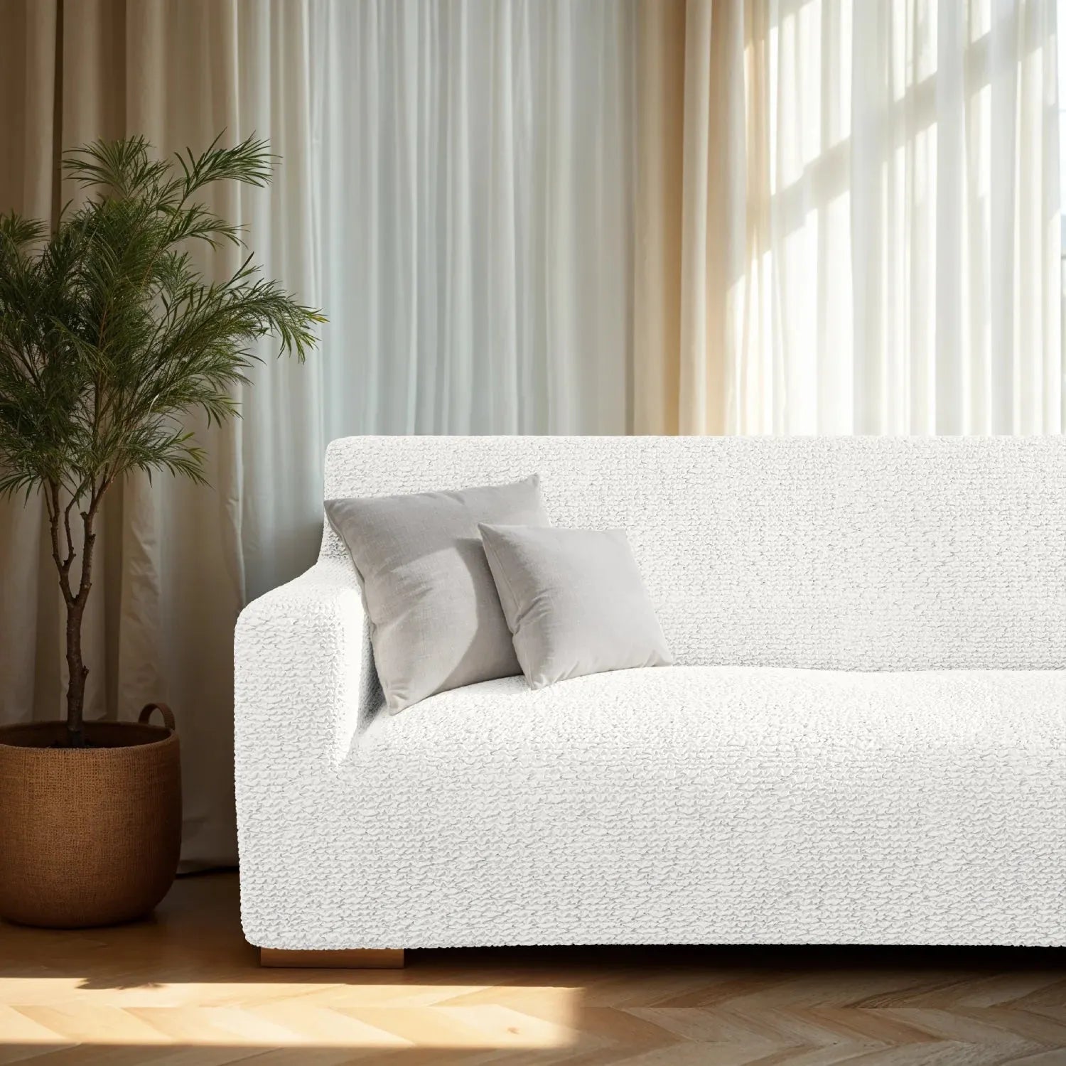 Crisp White Sofa 4 Seater Slipcover, Microfibra Collection