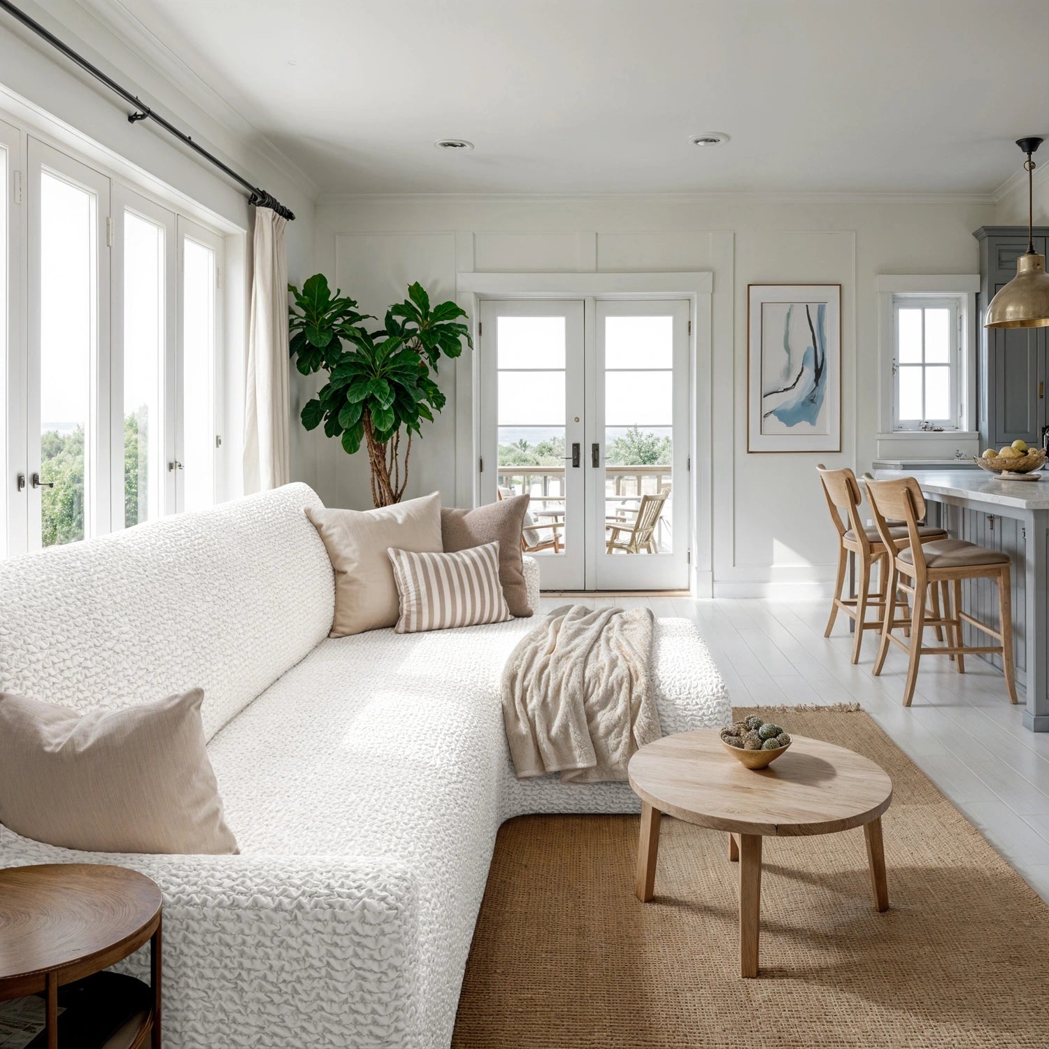 Crisp White L-Shaped Sofa Slipcover (Right Chaise), Microfibra Collection