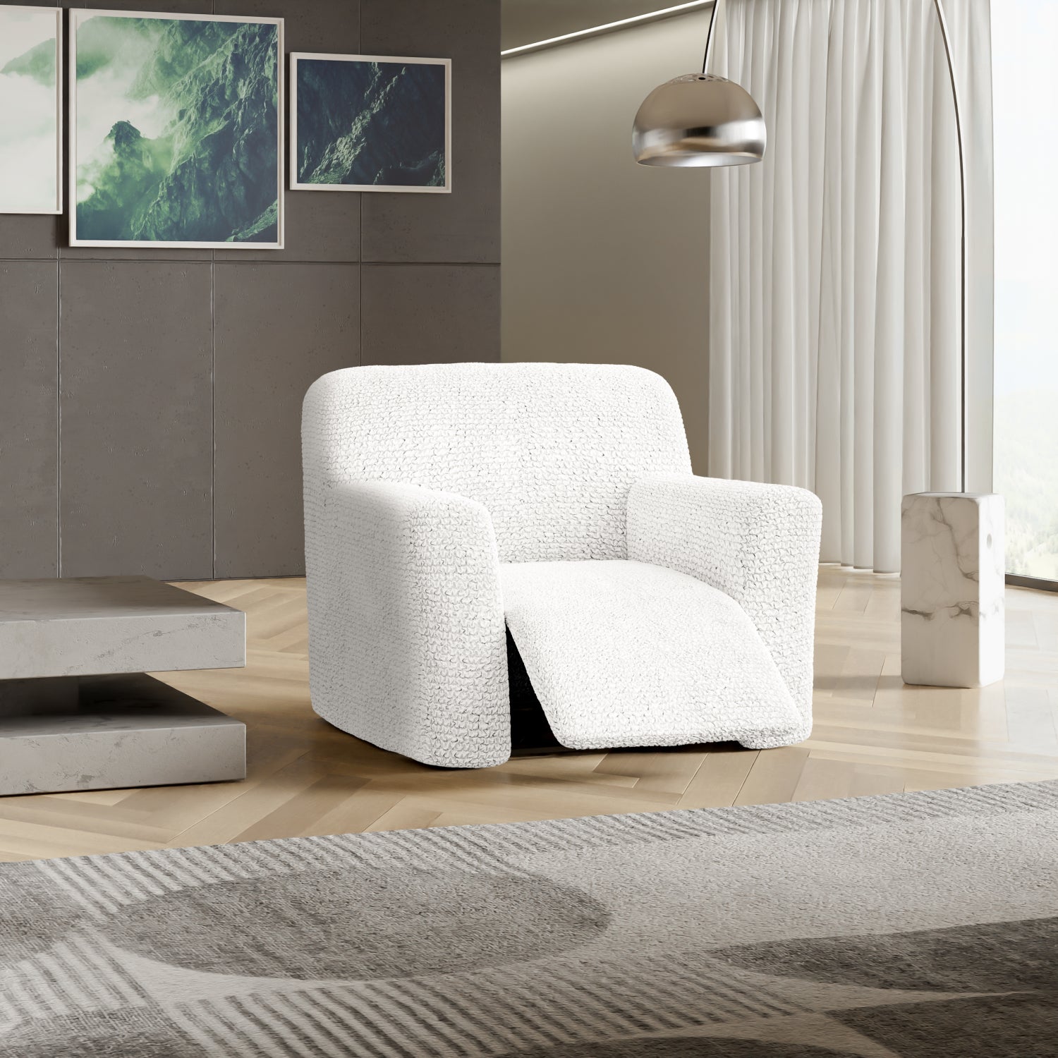 Crisp White Recliner Slipcover, Microfibra Collection