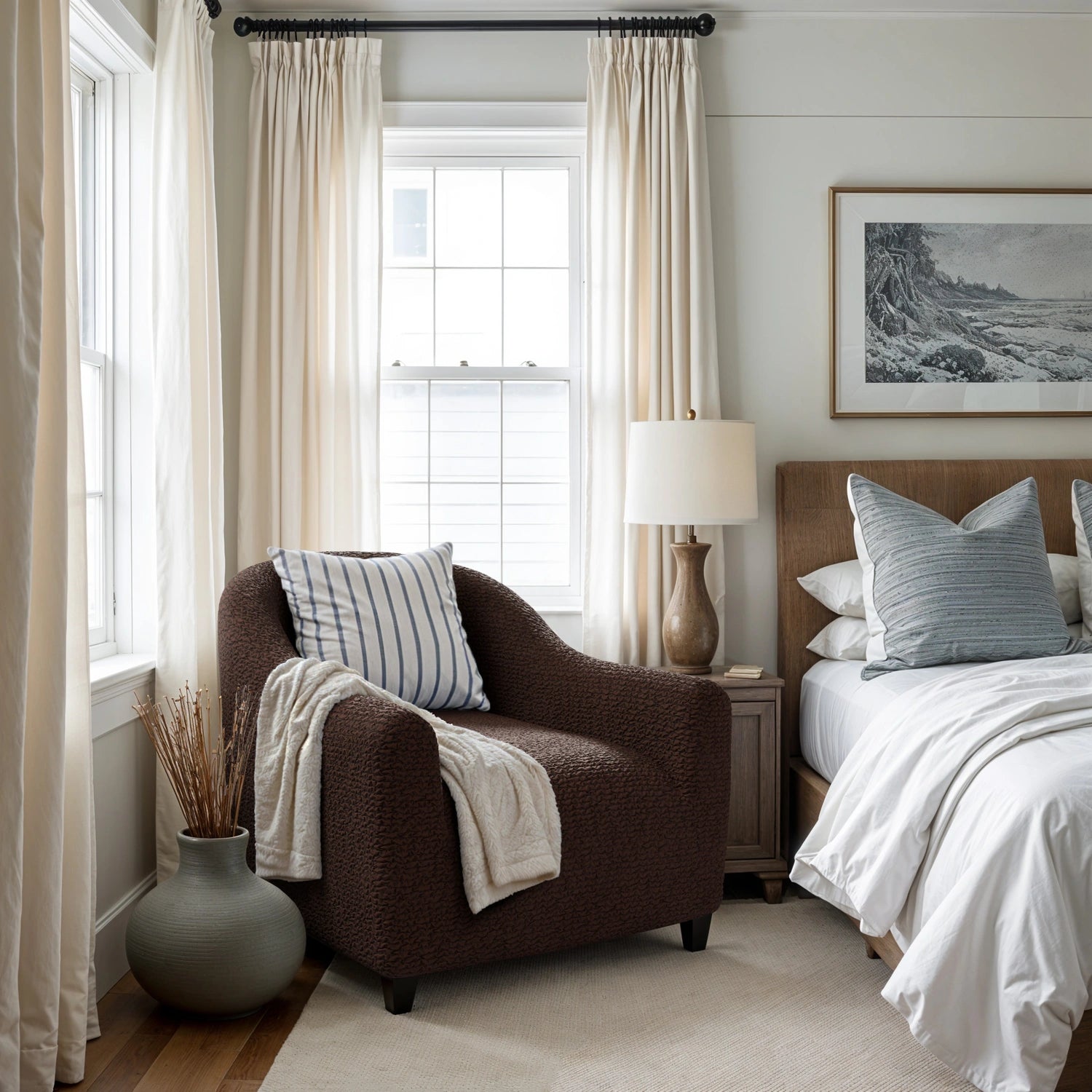 Dark Brown Barrel Chair Slipcover, Microfibra Collection