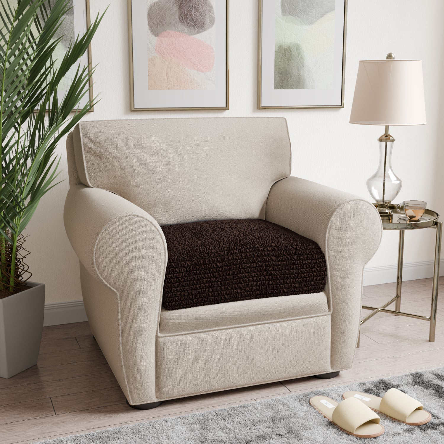 Dark Brown Seat Cushion Cover, Microfibra Collection