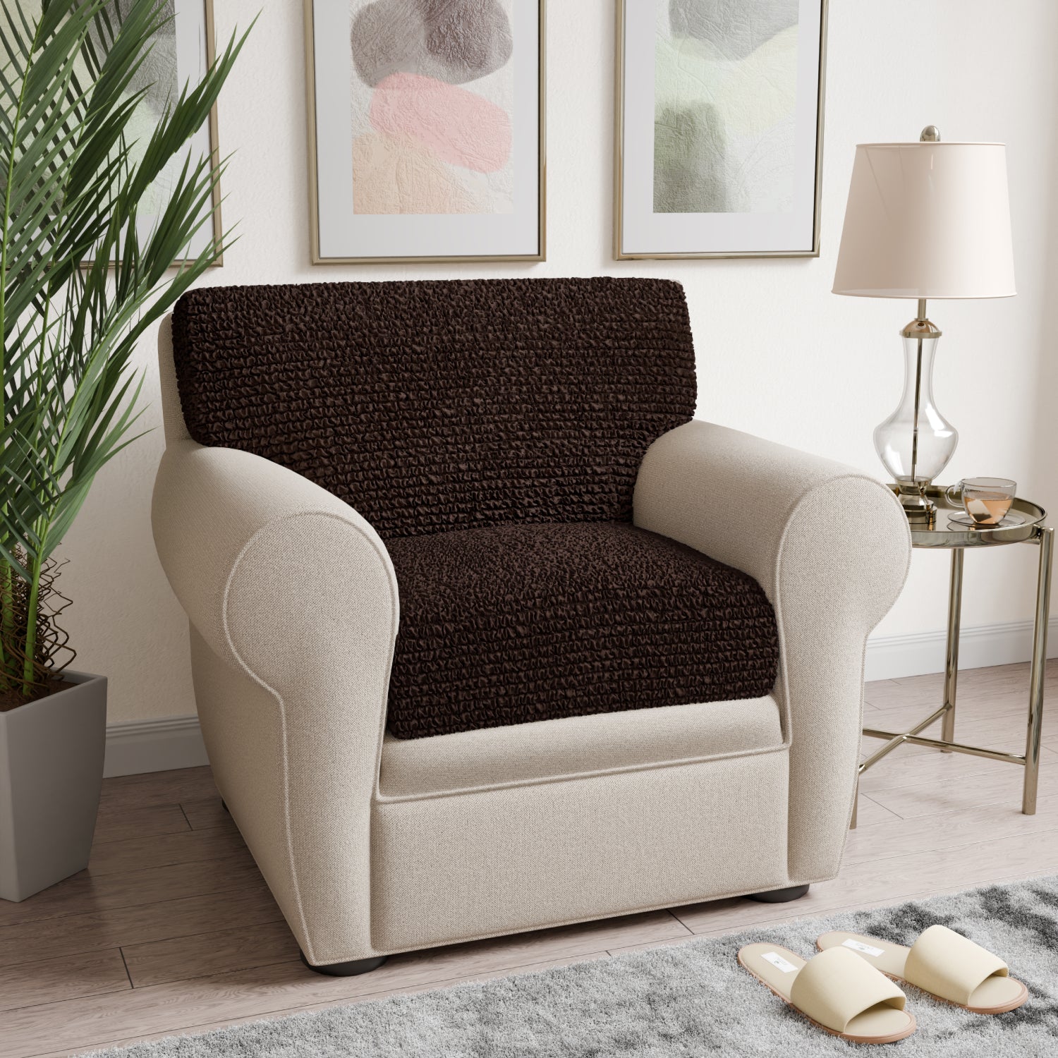 Dark Brown Seat Cushion Cover, Microfibra Collection
