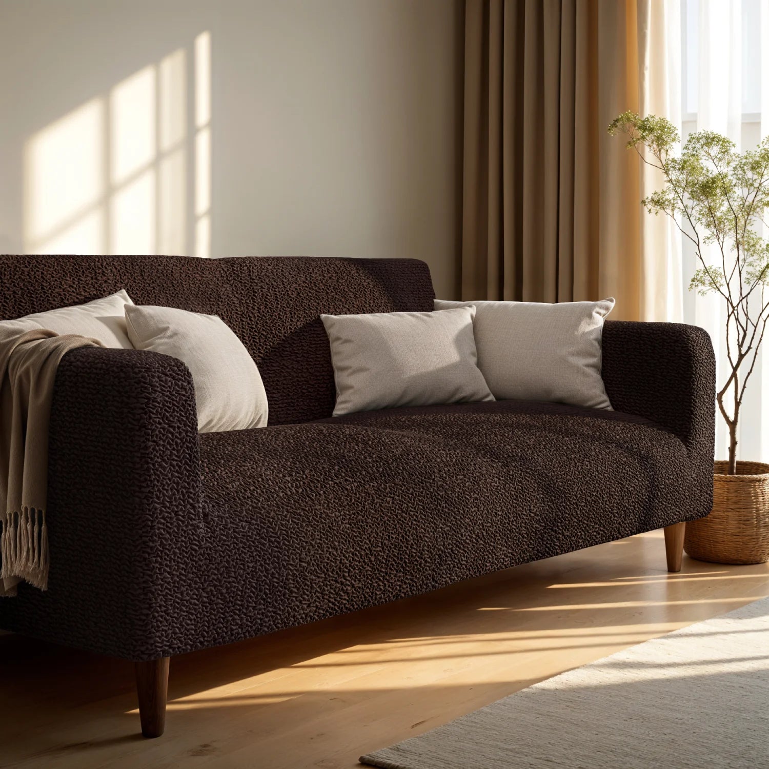 Dark Brown Loveseat 2 Seater Slipcover, Microfibra Collection