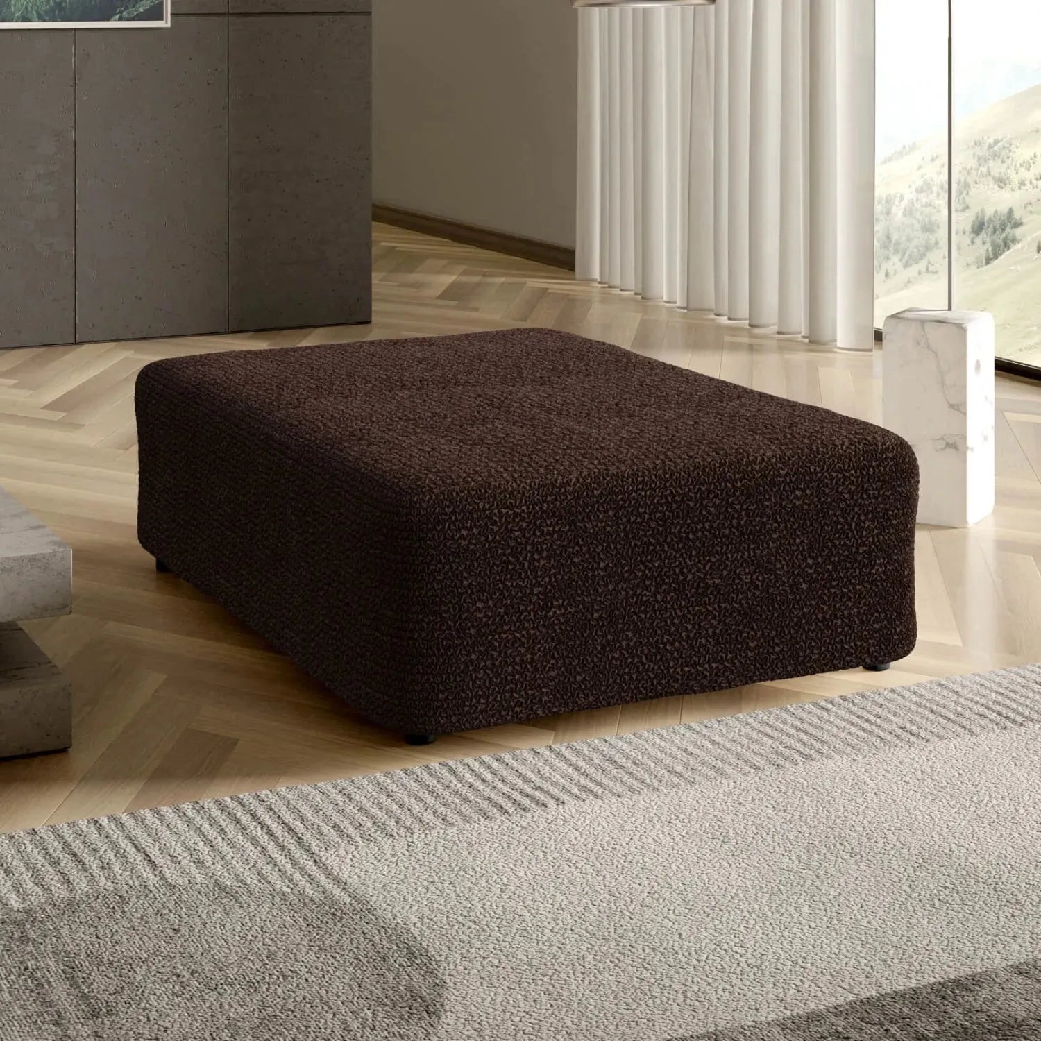 Dark Brown Ottoman Slipcover (Large), Microfibra Collection