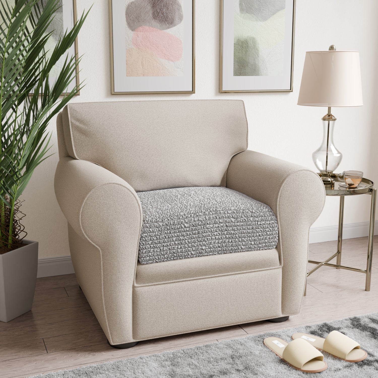 Light Grey Seat Cushion Cover, Microfibra Collection
