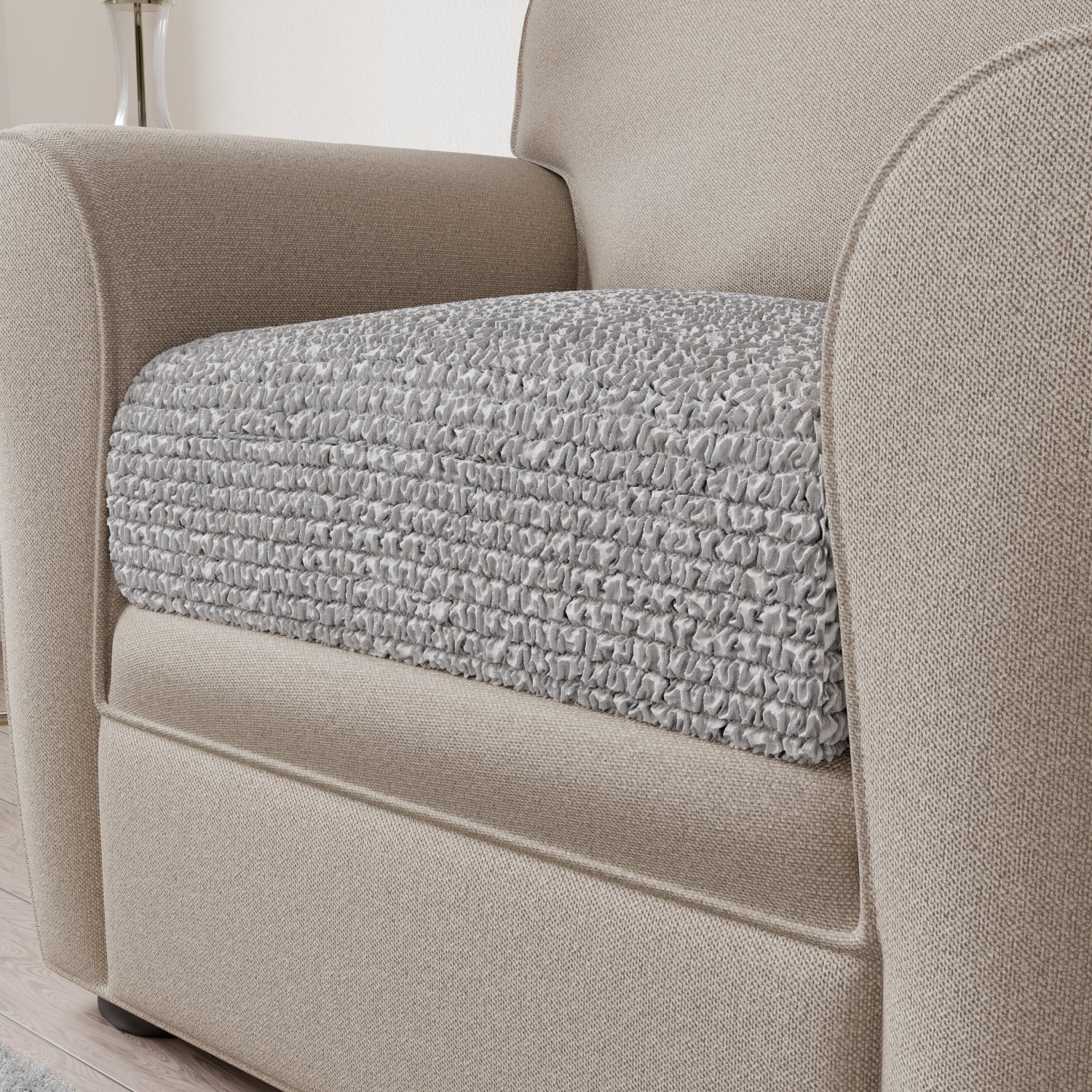 Light Grey Seat Cushion Cover, Microfibra Collection